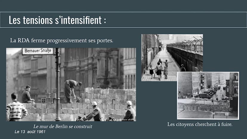 Diapo 1
Plan
DIAPO N°2
QUAND ET POURQUOI CE MUR ?
Au lendemain de la seconde guerre mondiale, l'Allemagne et sa capitale sont
divisées en qu