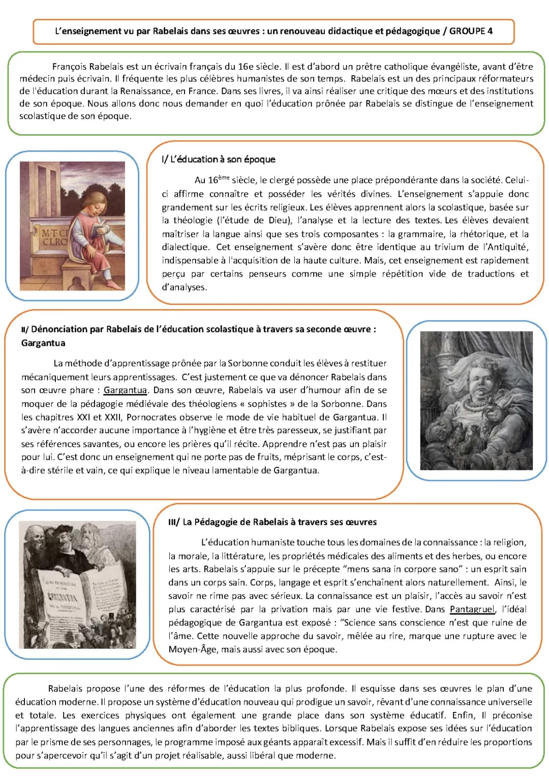 L'éducation selon Rabelais : Analyse et Idées