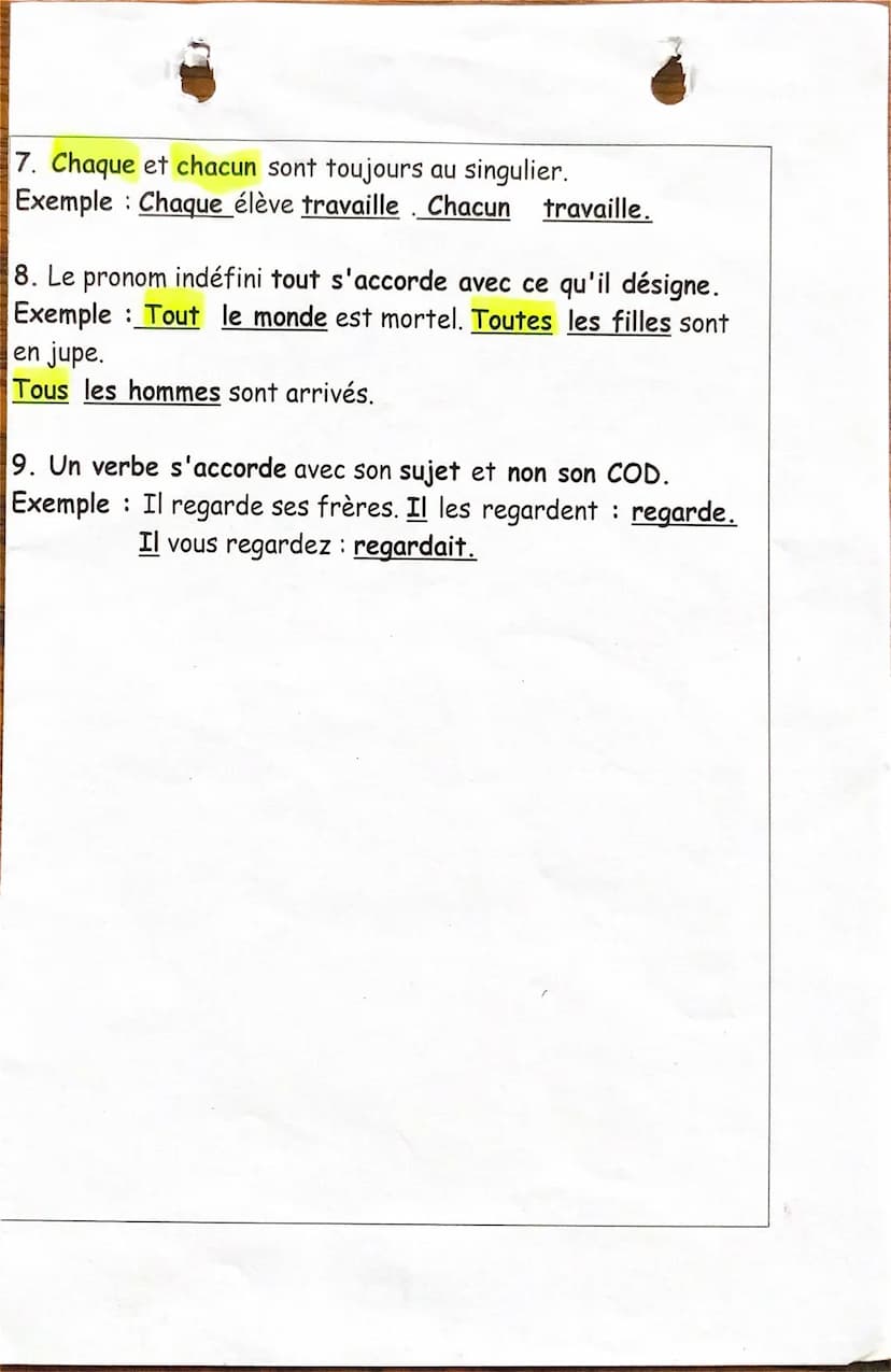 FICHE DE RÉVISION N°10 : ORTHOGRAPHE
1. Ces (déterminant démonstratif): Exemple: Ces enfants
que je vois dans le jardin. Se place toujours d