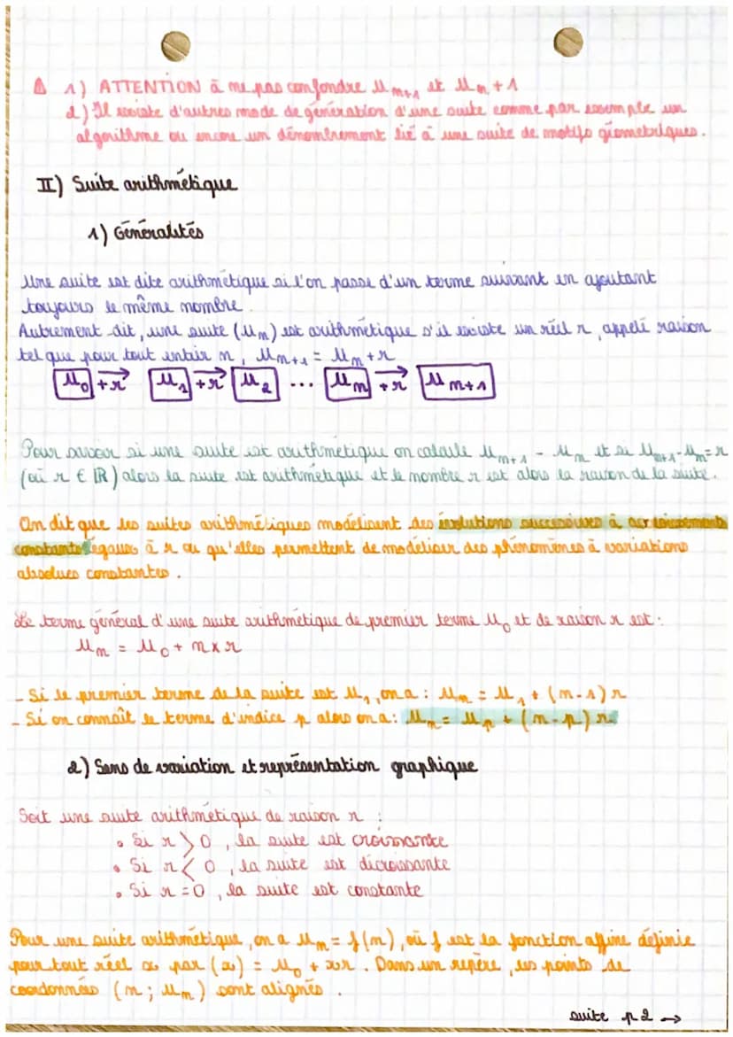 Cha
Mathématiques
Les suites (1): Suites arithmetiques
I) Notion de suite numérique et mode de generation
1) Généralités
Une suite numerique