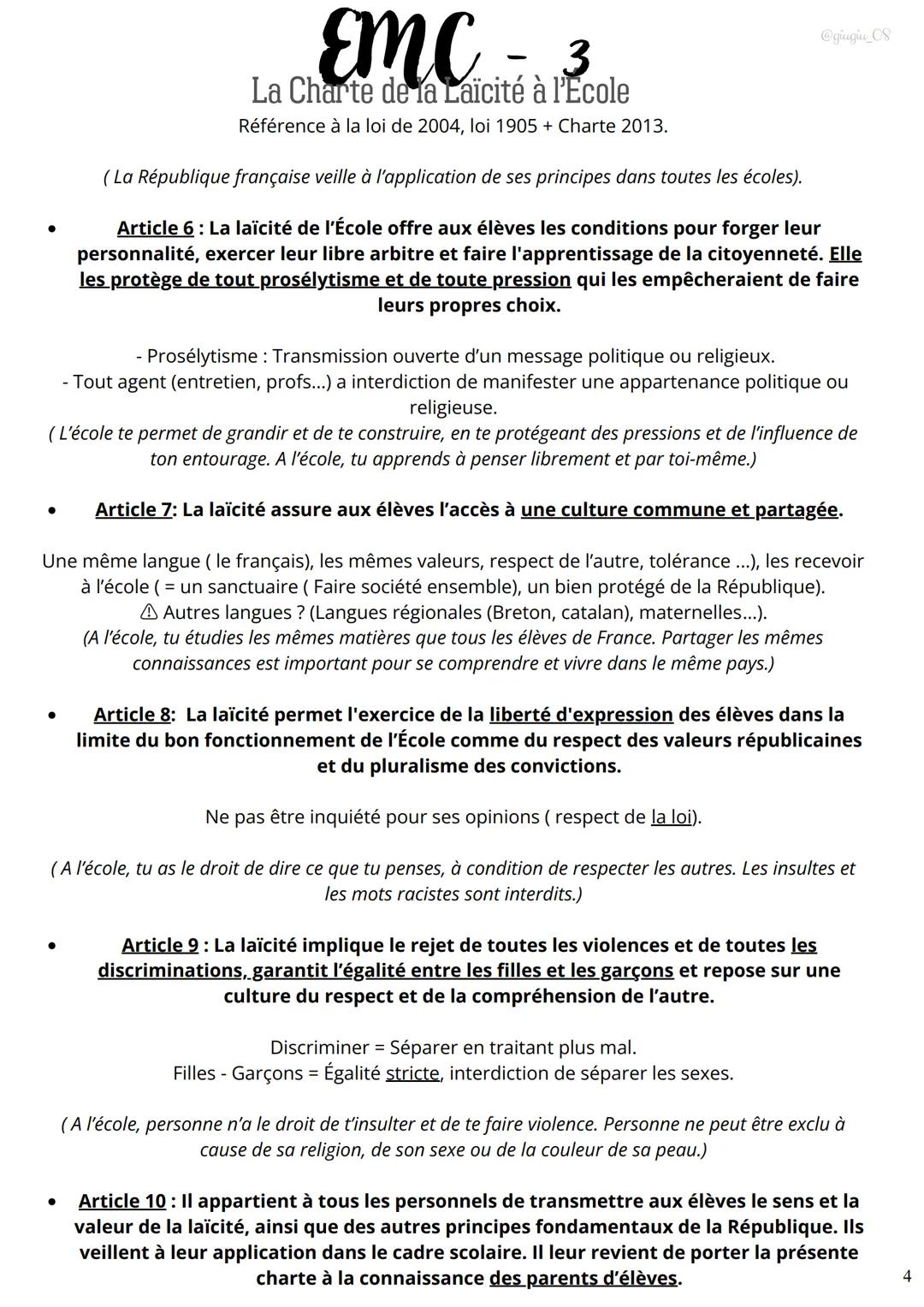EMC - 2
La laïcité en France
@giugiu_08
1) Définition :
En droit, la laïcité est le principe de séparation de la société civil et de la soci