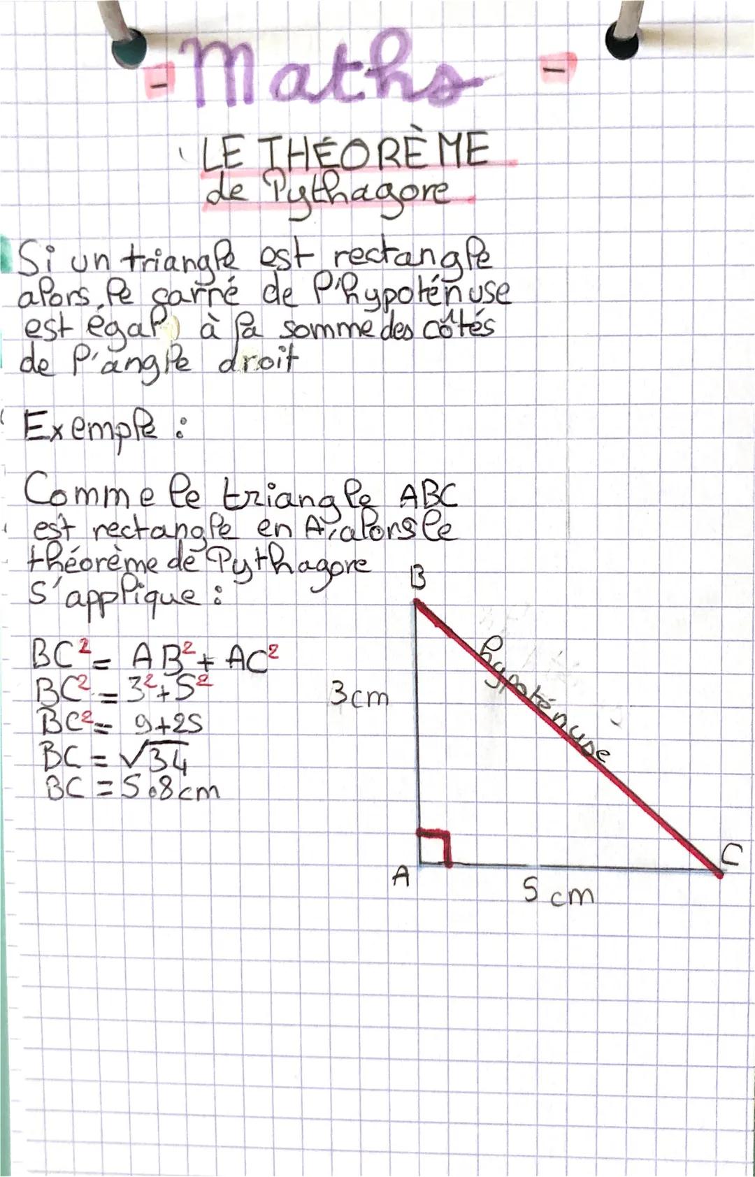 - Maths

し
LE THEORE ME
de Pythagore
Si un triangle est rectangle
apors Pe carré de P'hypotén use
est égal à fa la somme des cotés
de P'angl
