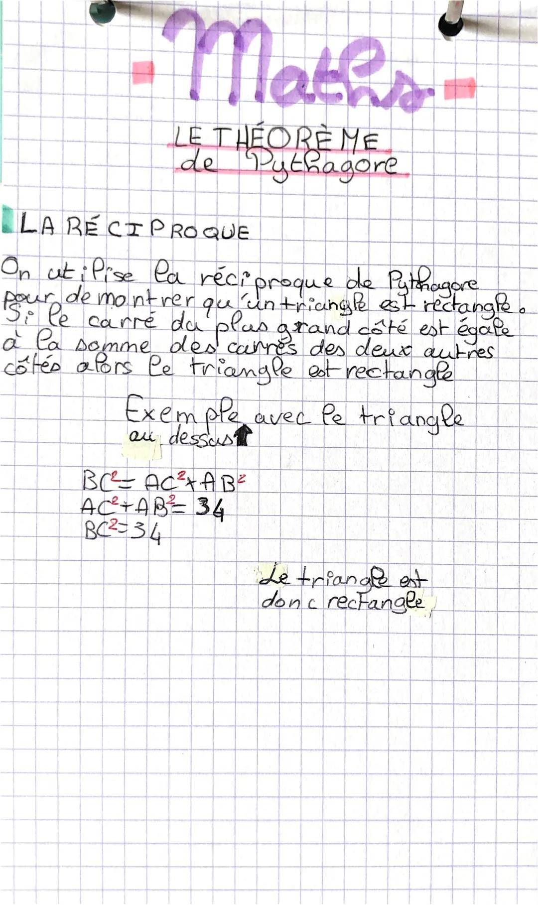 - Maths

し
LE THEORE ME
de Pythagore
Si un triangle est rectangle
apors Pe carré de P'hypotén use
est égal à fa la somme des cotés
de P'angl