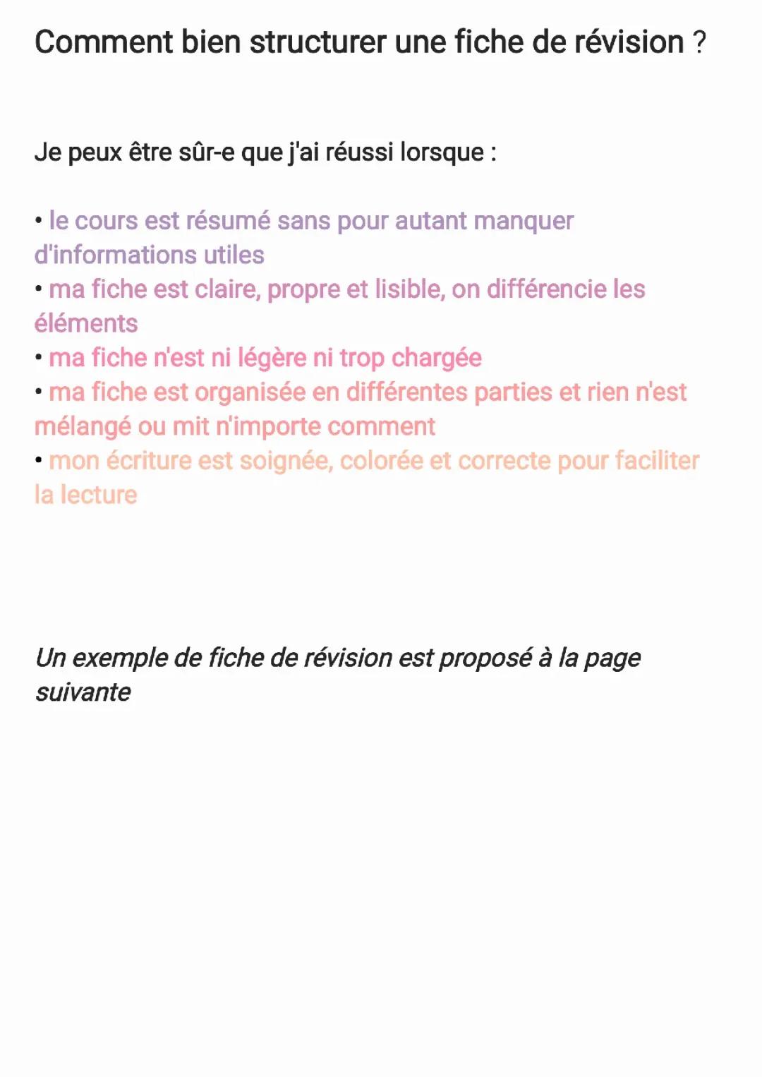Comment faire une fiche de révision ?
