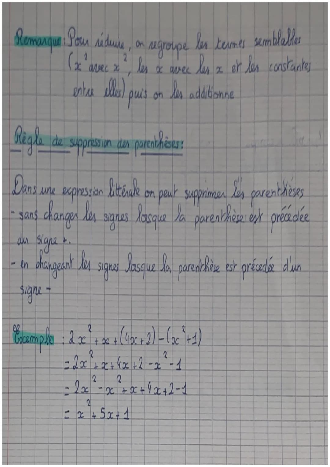 III Calcul littéral
1- Expression litterale
Definitions Une expresion latérale est une expression
mathématique contenant des nombres et des 