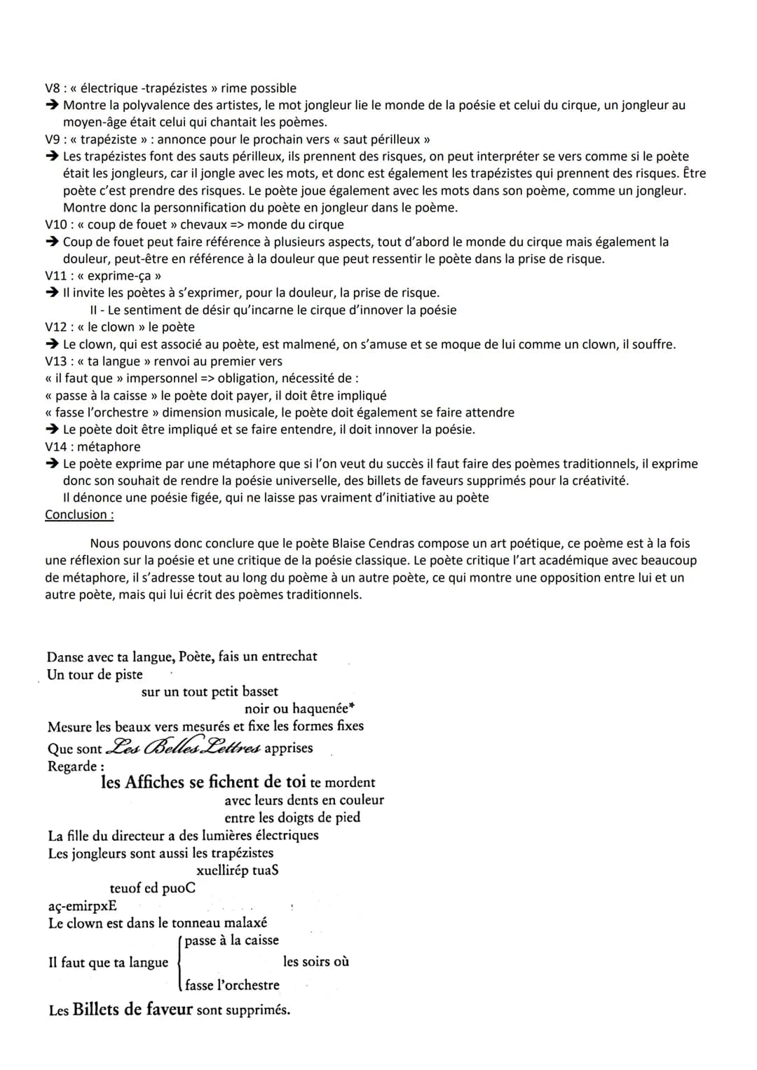 Lecture Linéaire
<< Académie Médrano » Du monde entier, Cendras
Intro :
<< Académie Médrano » est un poème tirer du recueil Sonnet dénaturés