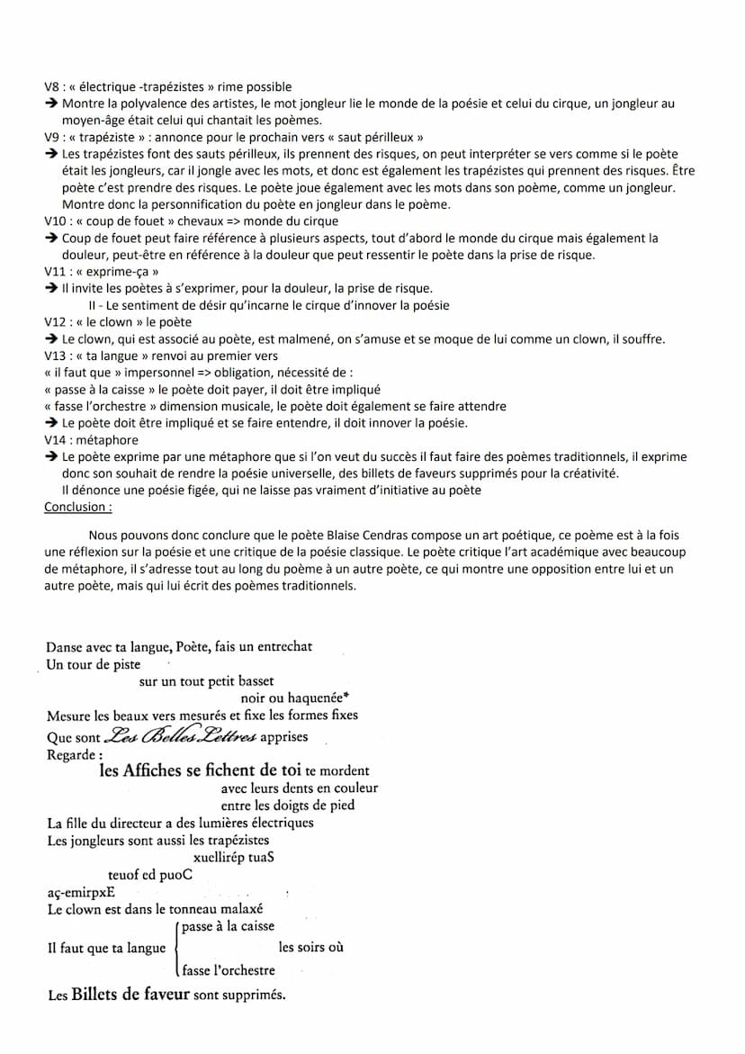 Lecture Linéaire
<< Académie Médrano » Du monde entier, Cendras
Intro :
<< Académie Médrano » est un poème tirer du recueil Sonnet dénaturés