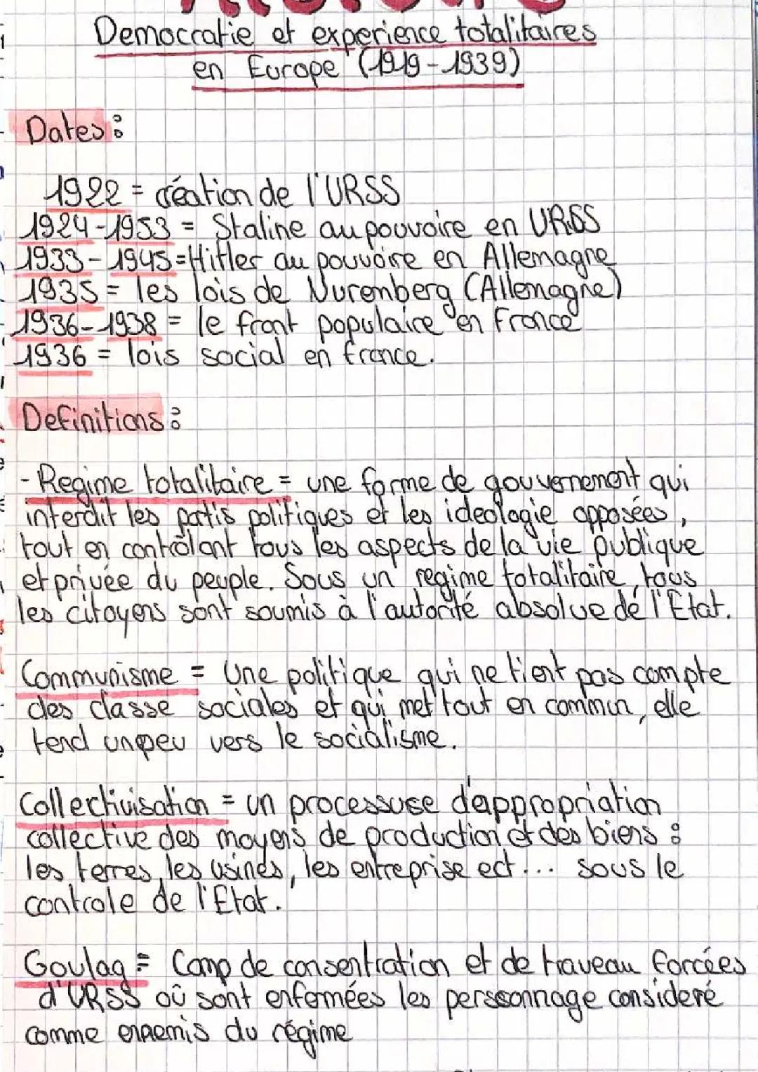 démocratie et expérience totalitaire en Europe 