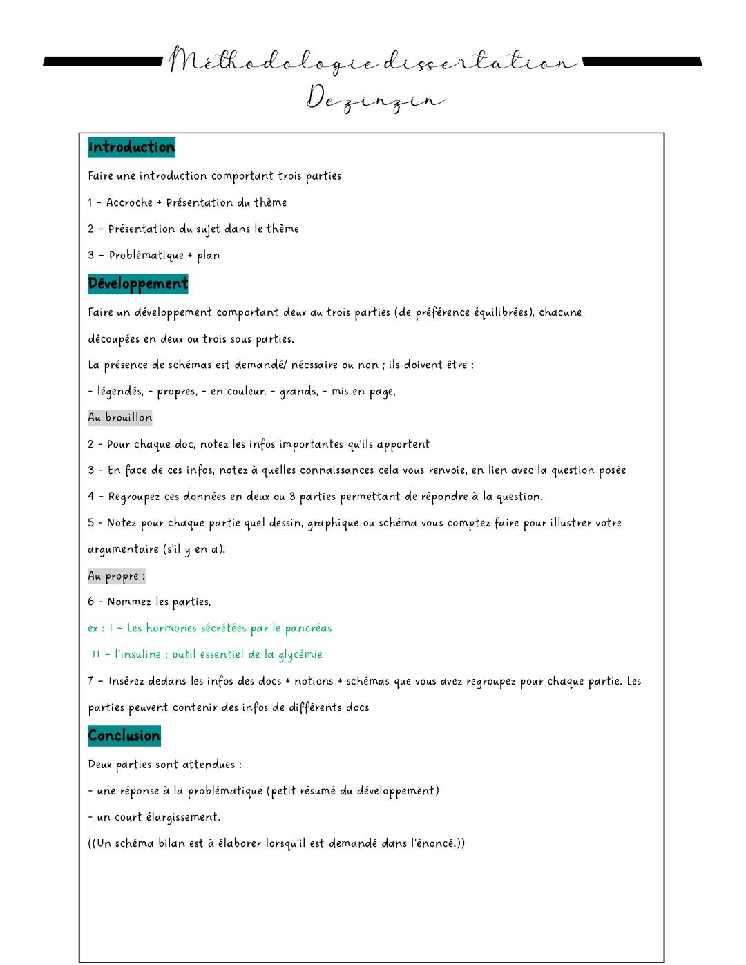 Fiche méthodologie dissertation spé SVT