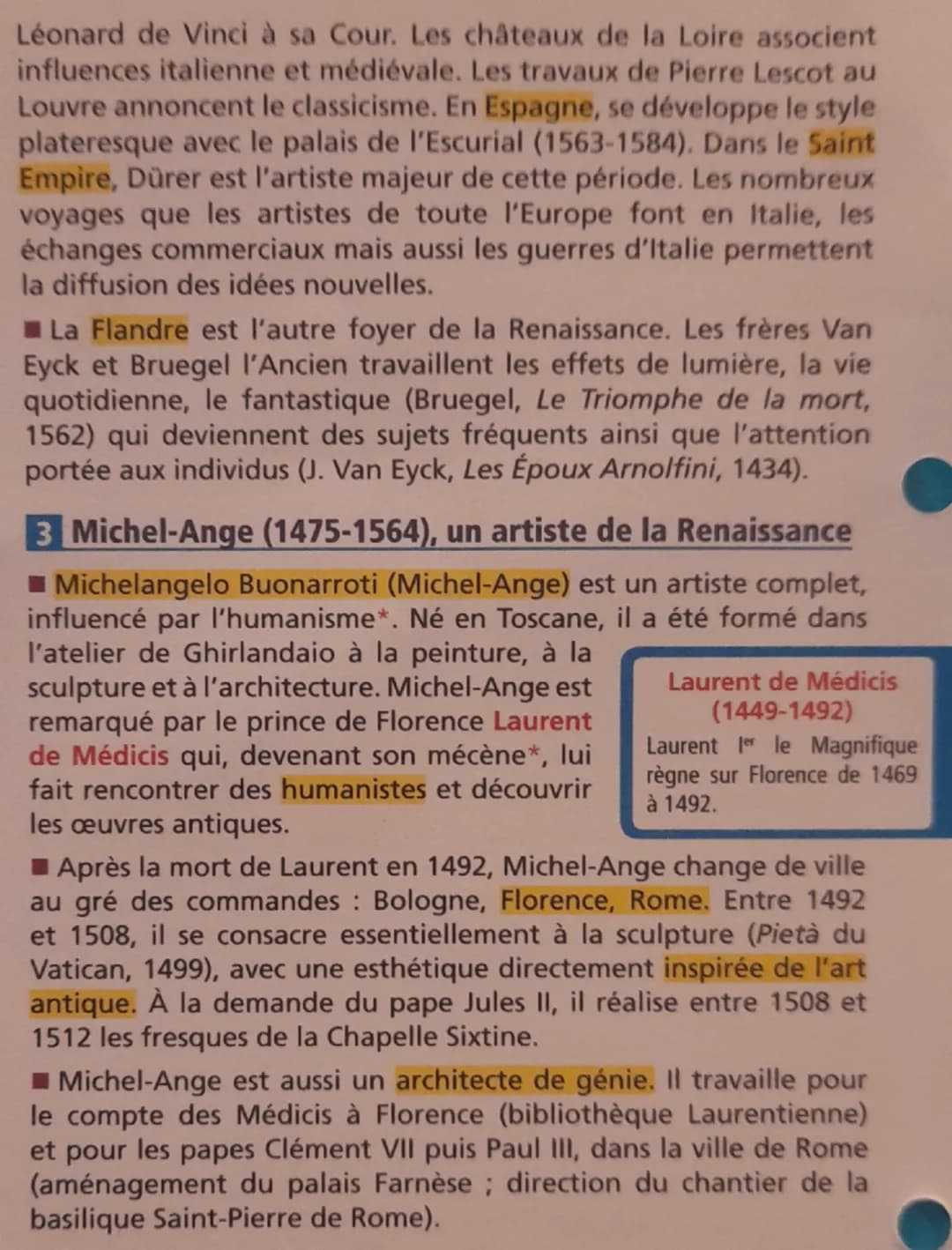 La Renaissance
1 Un vaste mouvement artistique
■ La Renaissance prend sa source en Italie. La prospéríté
économique des villes italiennes a 