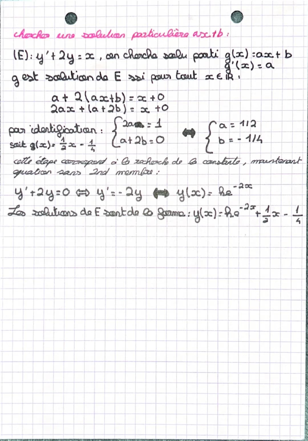 ● MATHS •
équations différencielles
I- Equations différentielles: y = ay
Rexandra
( E ) : y² + 4y = 0 y' = - Ly
determiner solution:
fest so