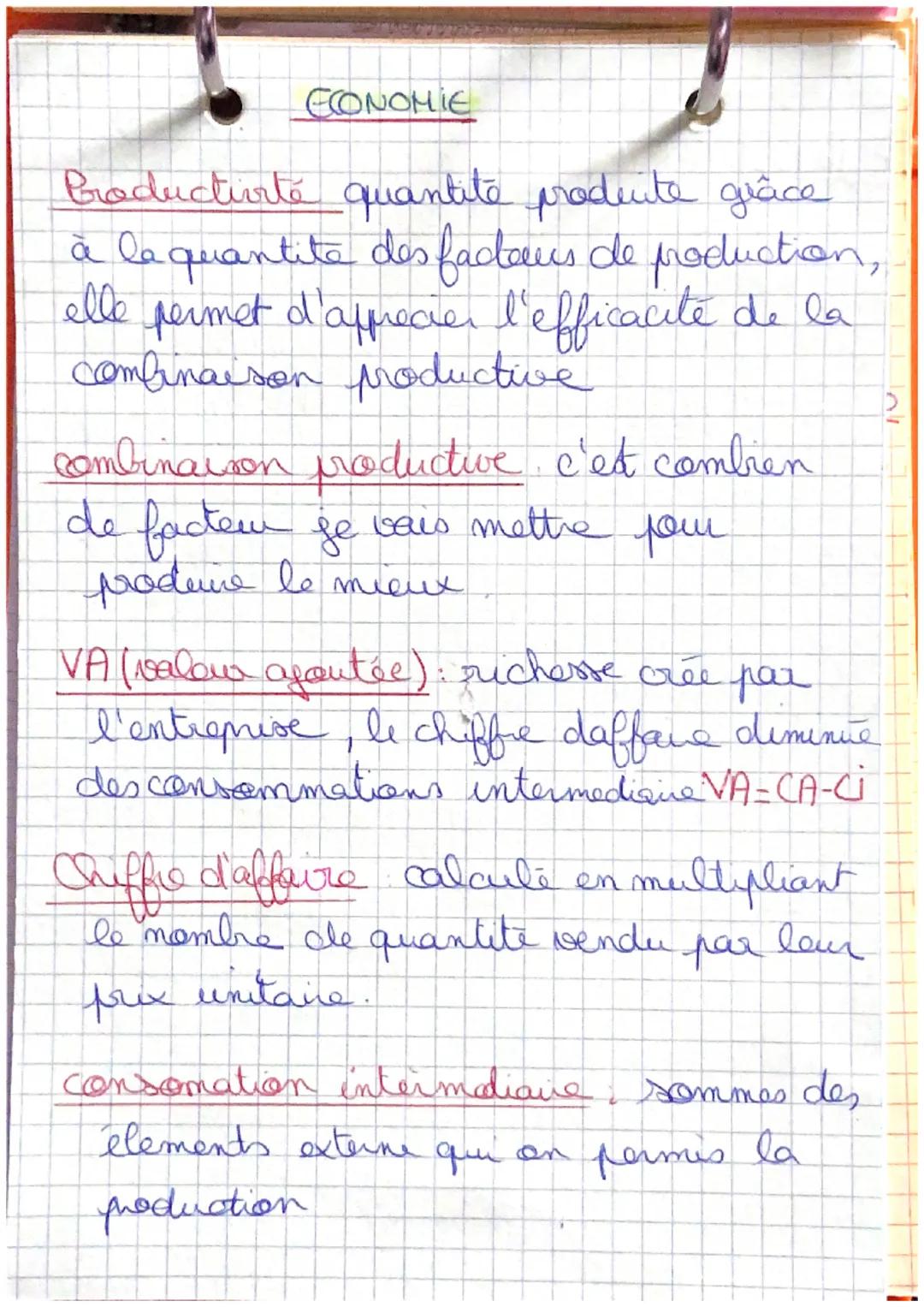 ECONOMIE

Productirte quantite prodente grâce
à la quantite des factors de production,
elle permet d'aprecier l'efficacité de la
combinaison