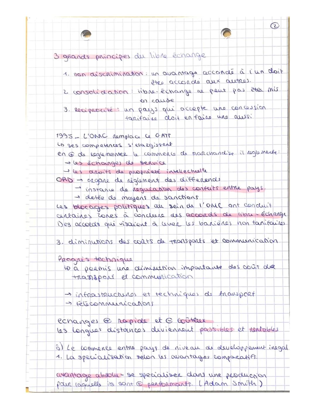 SES- Chap 4
I. Quels sont les determinants dee developpement du
commerce international?
Al une baisse des dostacles au commerce internationa