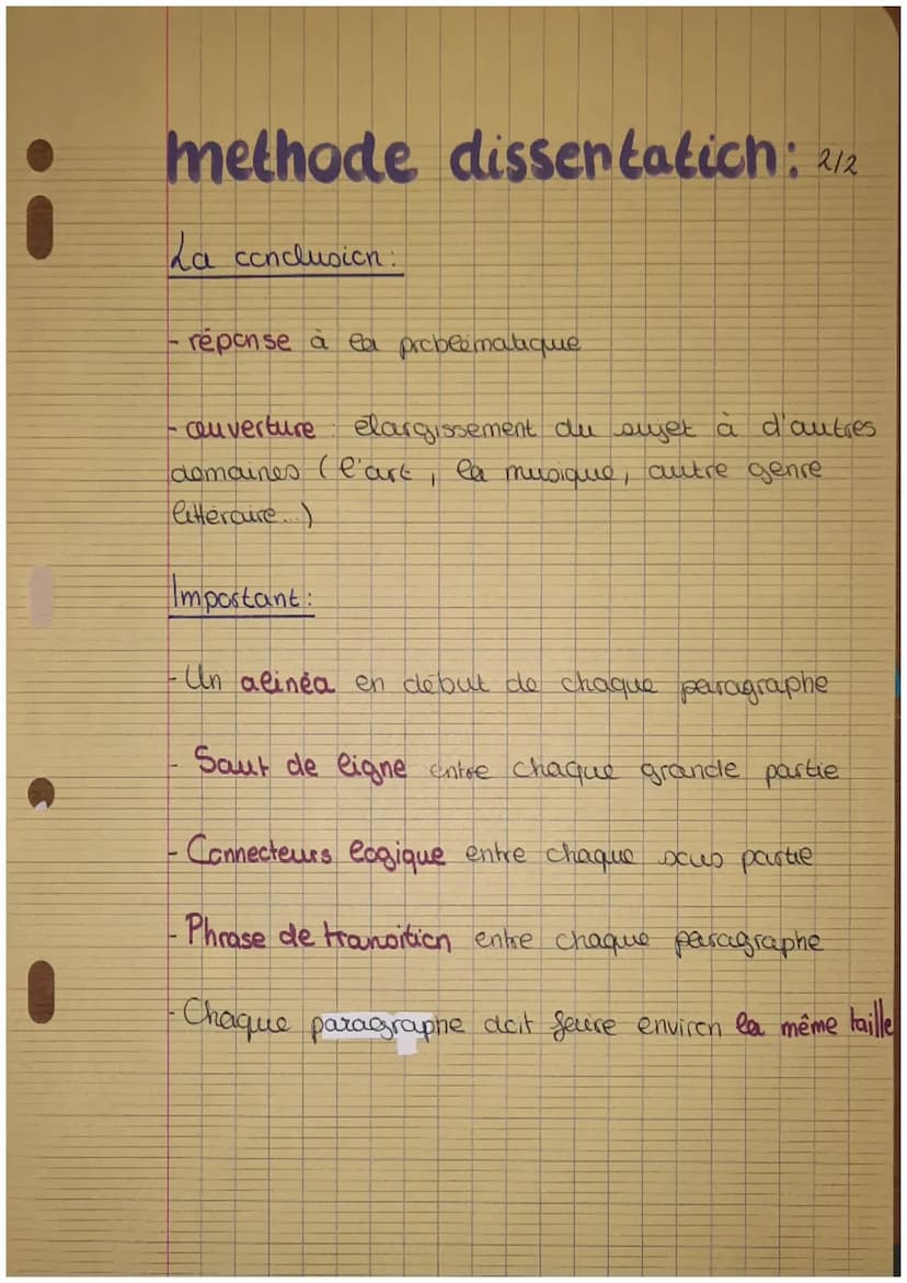 methode dissertatich:
Au brouillon:
Analyse du sujet.
-Deginir les mots clefs puis trouver un lien avec l'curre en
question
- Chercher la re