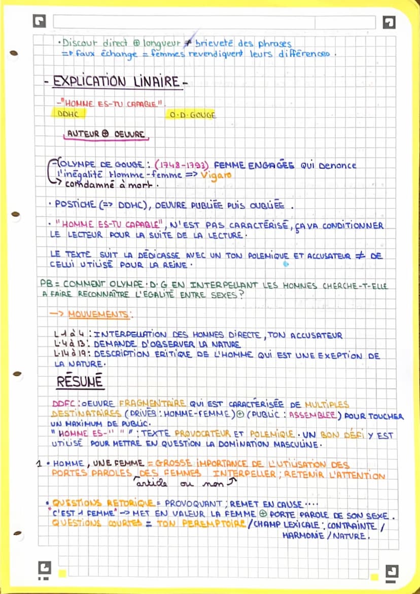 G
FRANCAIS OLYMPE GOUGES.
LA DECLARATION DES DROITS
DES FEMMES ET CITOYENNES-
- TEXTE BAC: PRÉAMBULE -
1r MOUVEMENT LOVE AS
-ENUMERATION TER