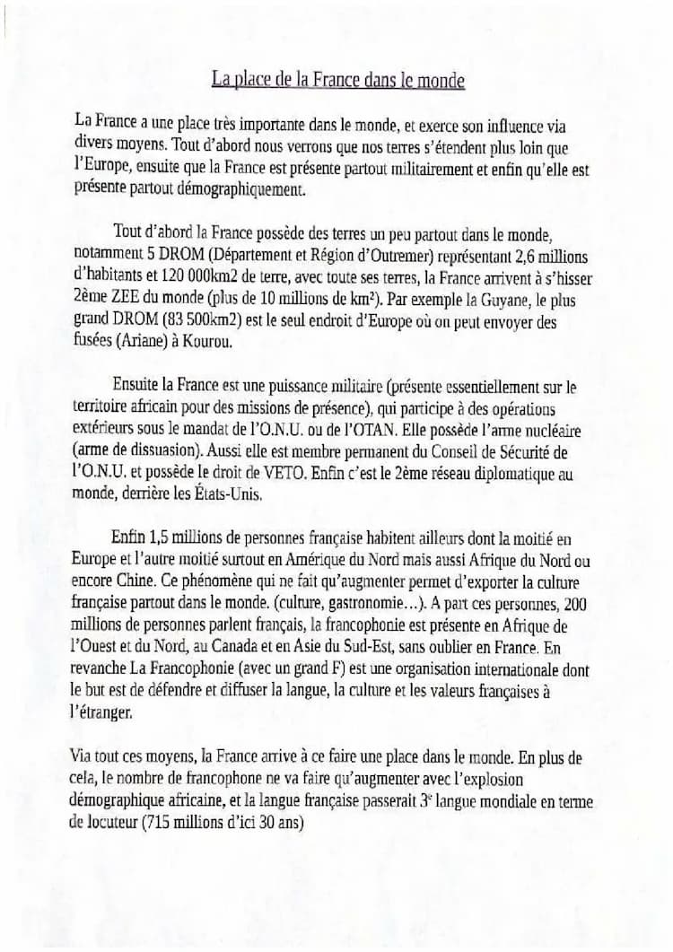 Know La place de la France dans le monde thumbnail