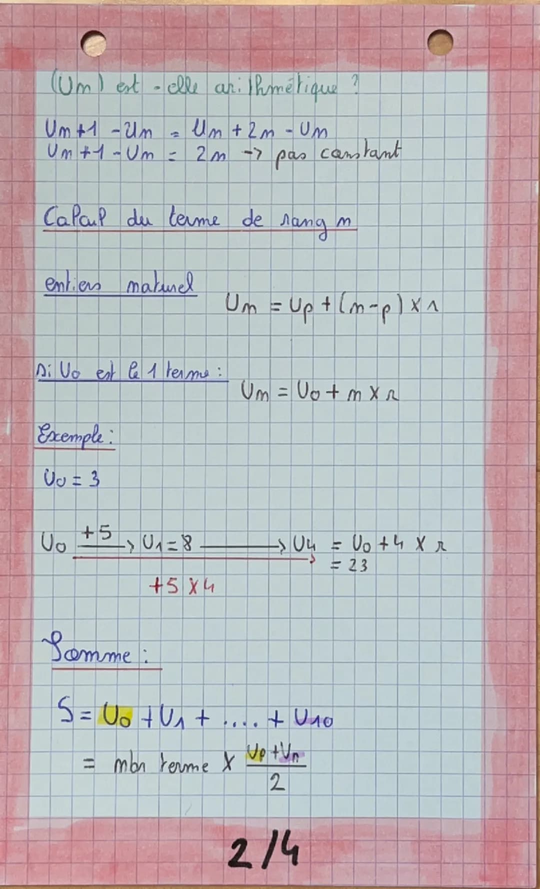 MATH
Les suites
Suite arithmétiques
Um + 1 = Um + r
Représentation graphique
Ա.
} r
C
Croissance linaire
U
U
+
1 2 3 4
Ду
Un+1 - Um
Un tr - 