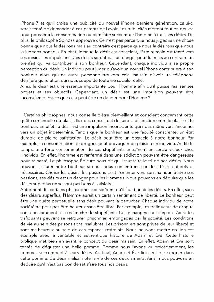Lola Patrouillault T4
Bac Blanc Philosophie
Sujet : Faut-il assouvir tous ses désirs pour être heureux ?
Les trois termes les plus important