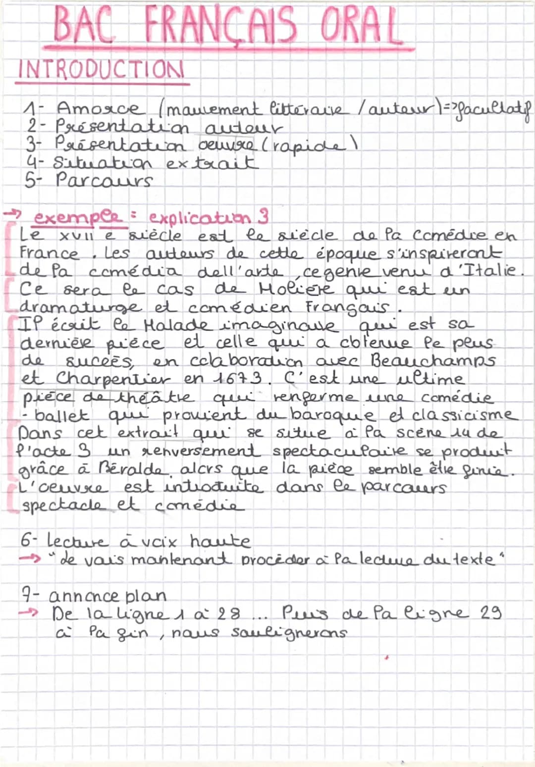 BAC FRANÇAIS ORAL
INTRODUCTION
1- Amorce (mauvement littéraire / auteur)=>facultatif
2- Présentation autour
3- Présentation oeuvre (rapide!
