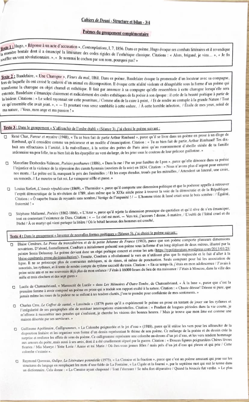 Poème
1
Première
soirée
Influences
Cahiers de Douai - Structure et bilan - 1/4
Schéma heuristique du cours
"
Émancipations créatrices »
dans