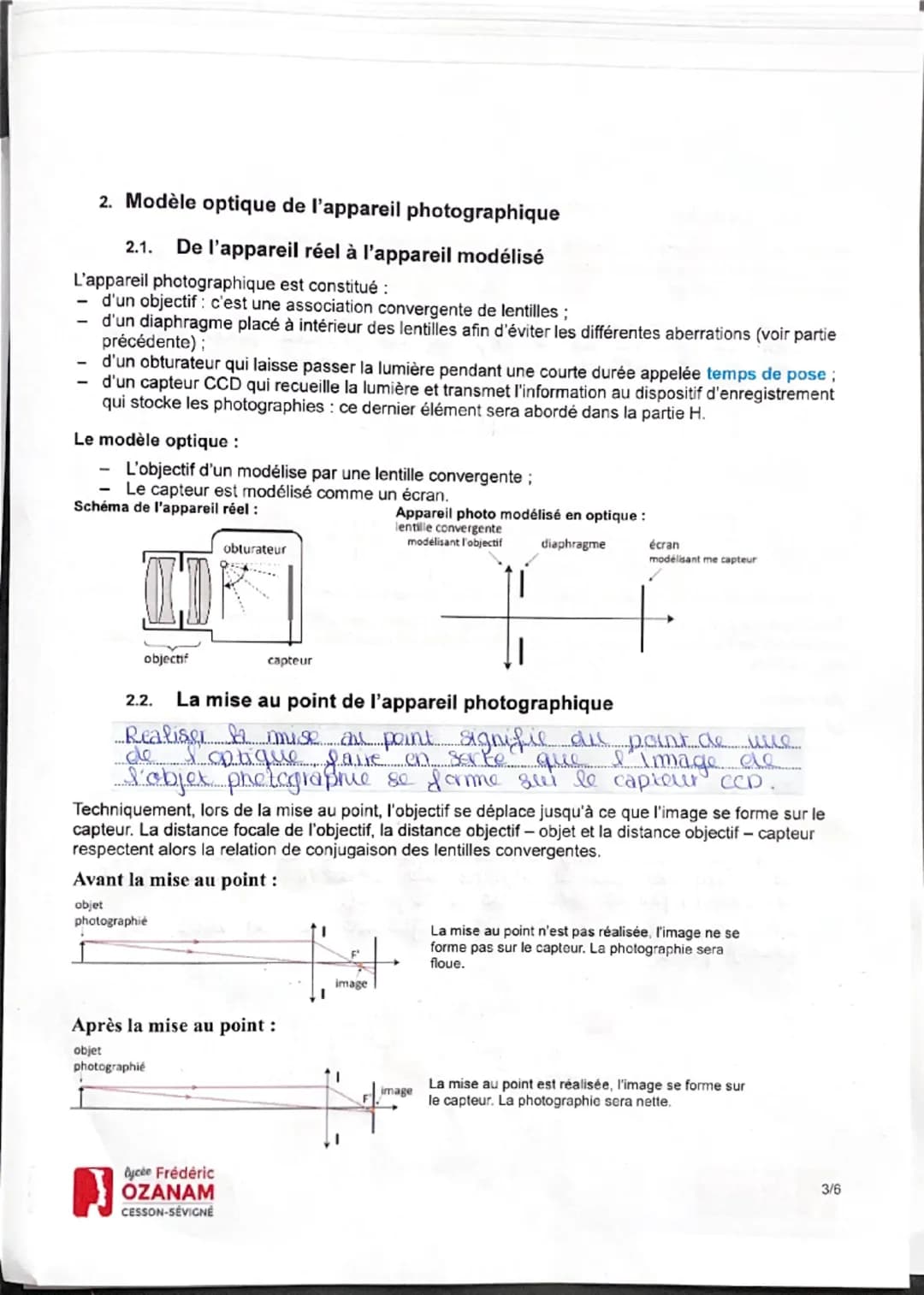 1 STL
SPCL IMAGE
SÉQUENCE 6 : L'appareil photographique
FICHE: Modèles optiques de l'œil et de l'appareil photographique
1. Modèle optique d