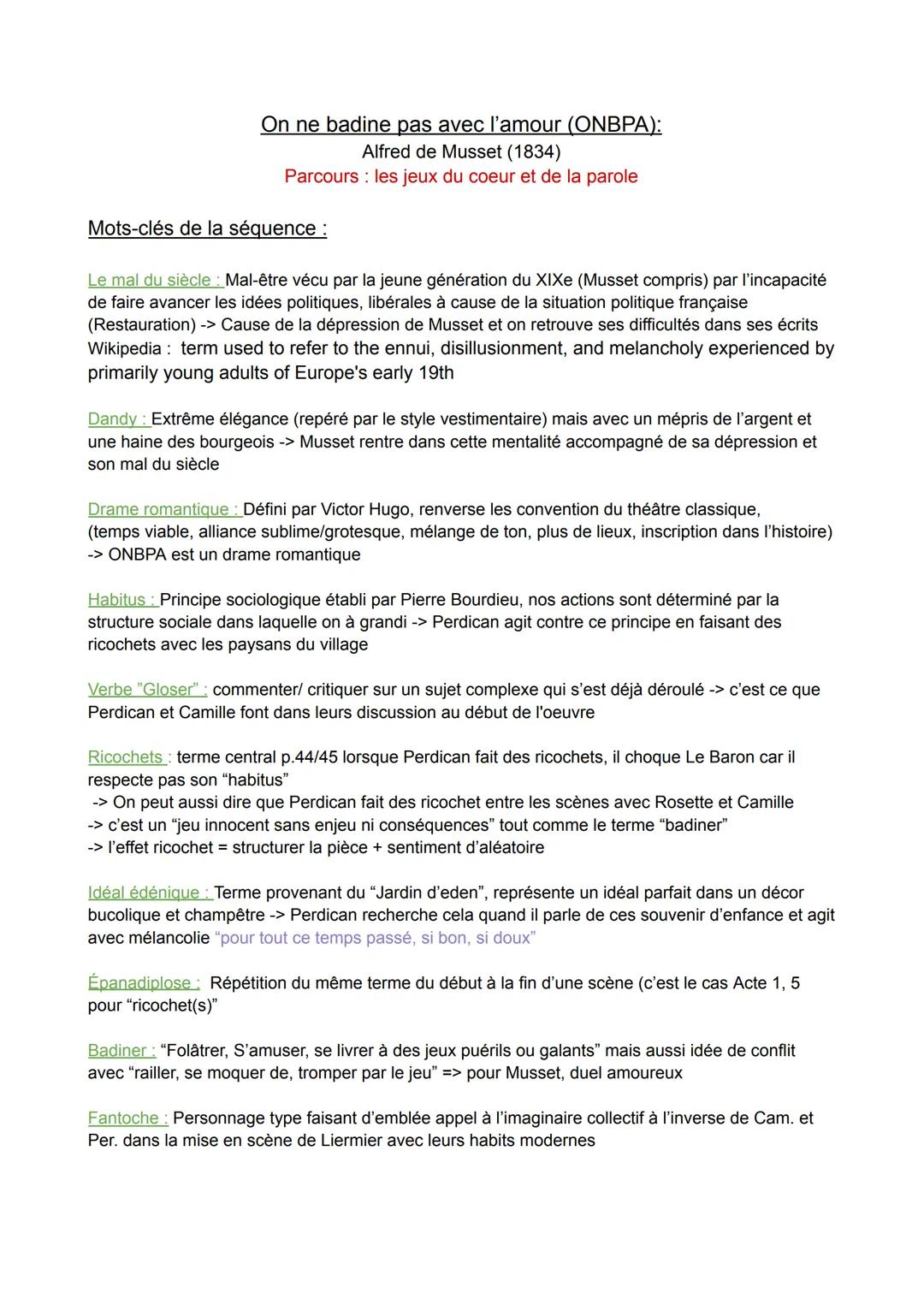 Notes/Citations On ne badine pas avec l'amour 