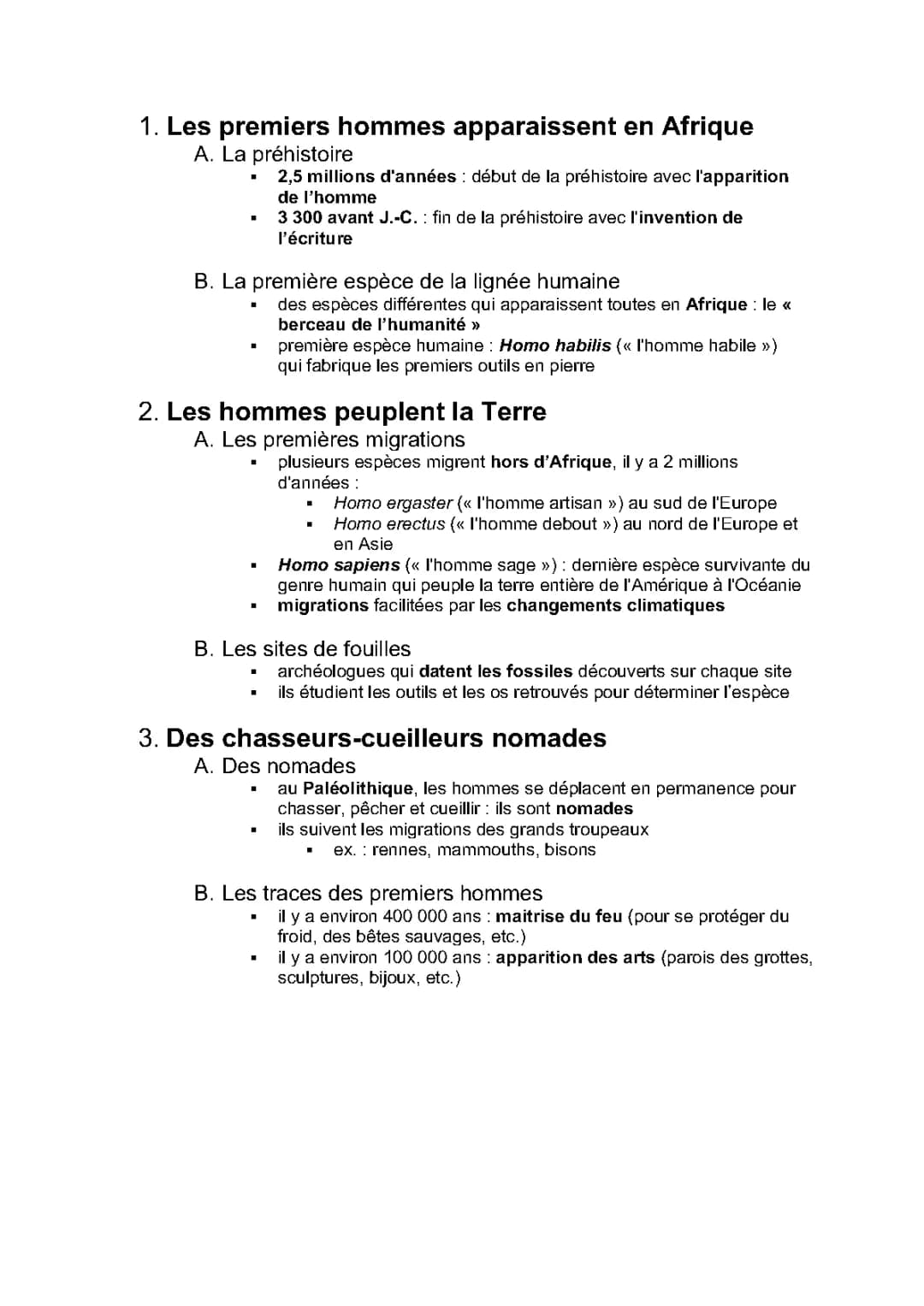 les débuts de l’humanité 