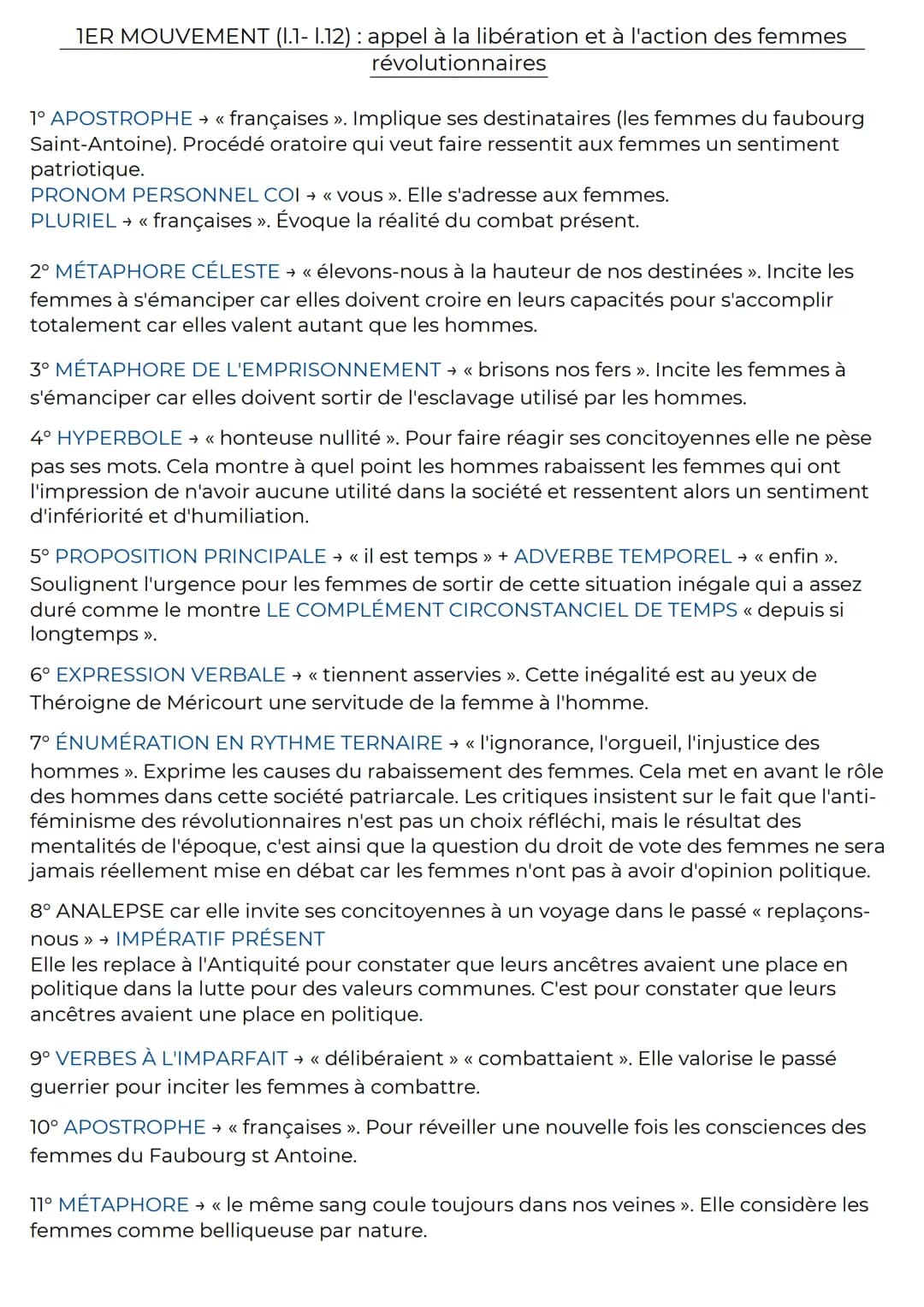 français
ANALYSE LINÉAIRE
texte n°5
Théroigne de Méricourt, discours prononcé à la Société fraternelle des minimes, 1792
I_ Appel à la libér