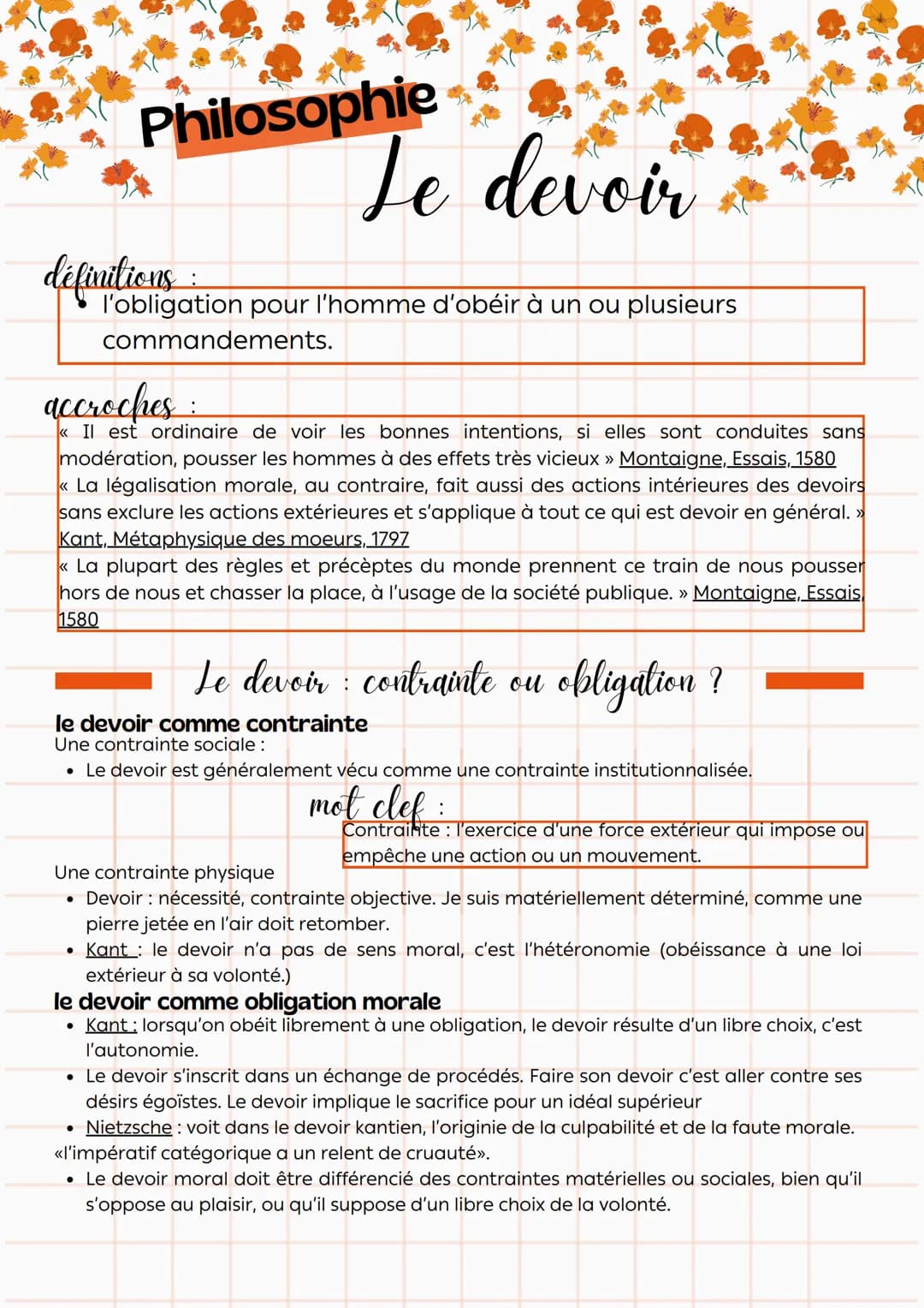 Philosophie
définitions
:
Le devoir
l'obligation pour l'homme d'obéir à un ou plusieurs
commandements.
accroches:
«Il est ordinaire de voir 