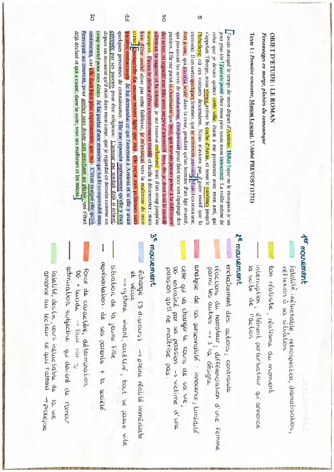UI
5
10
15
20
OBJET D'ETUDE : LE ROMAN
Personnages en marge, plaisirs du romanesque
Texte 1: Première rencontre, Manon Lescaut, L'Abbé PREVO