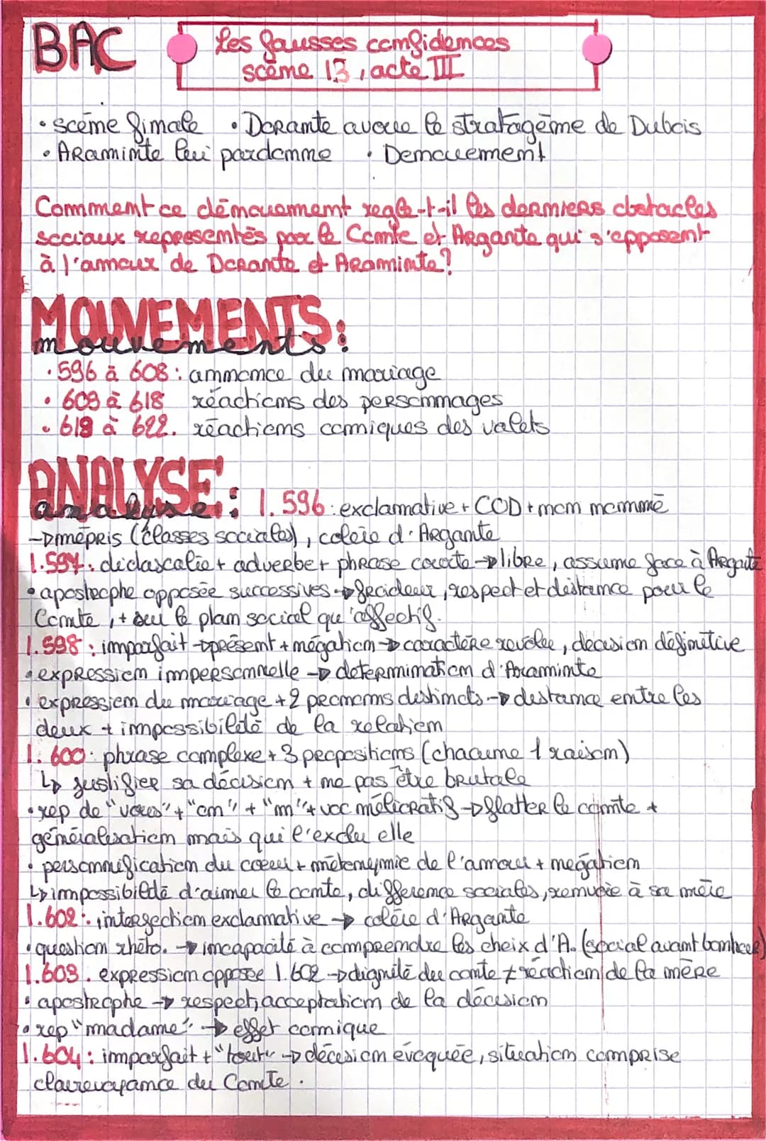 BAC
•sceme fimale
• Dorante avoue te stratagème de Dubcis
• ARaminte leu pardemme
Demouement
Les fausses comfidences
sceme 13 acte III
♥
Com