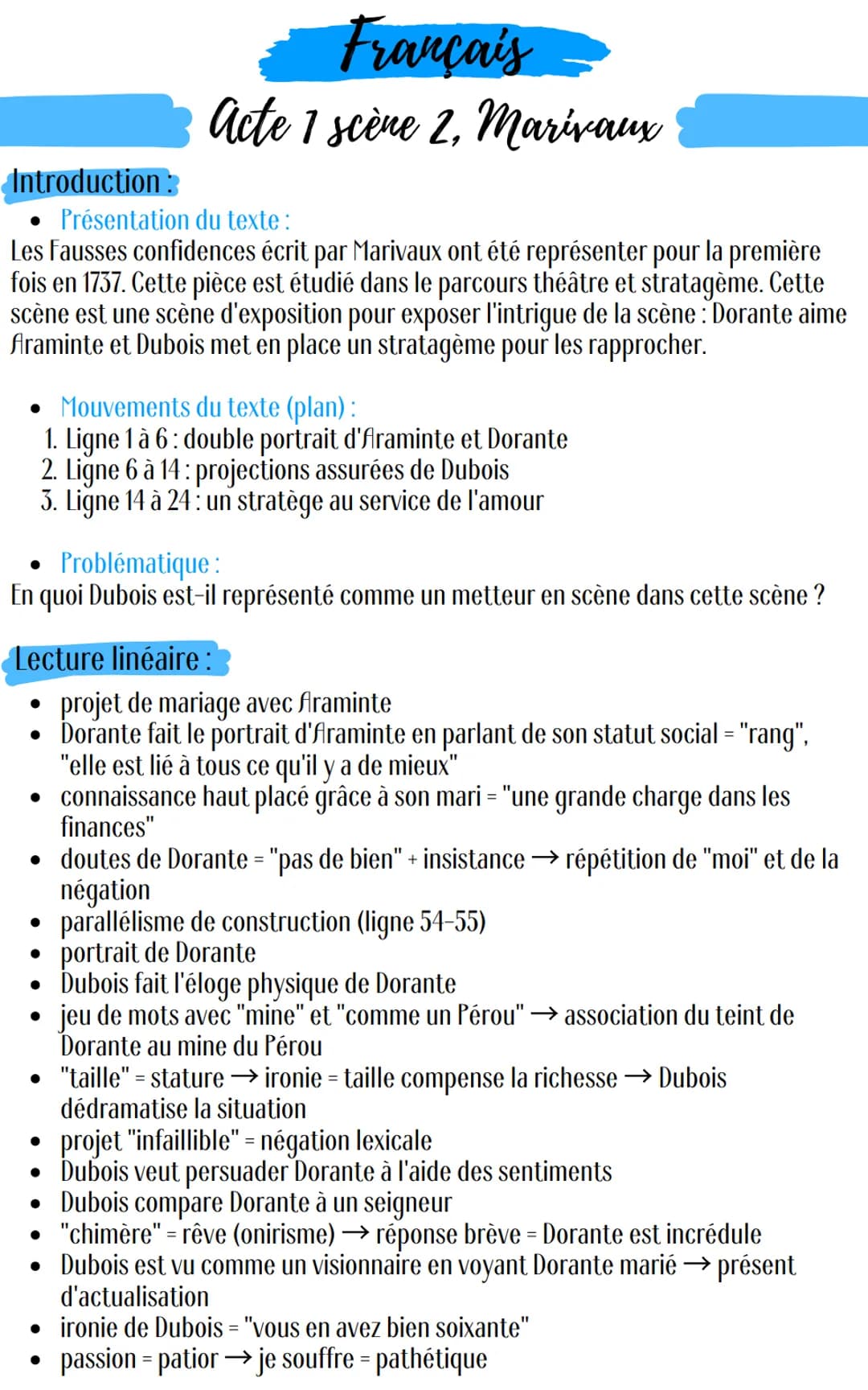 Introduction:
Présentation du texte :
Les Fausses confidences écrit par Marivaux ont été représenter pour la première
fois en 1737. Cette pi