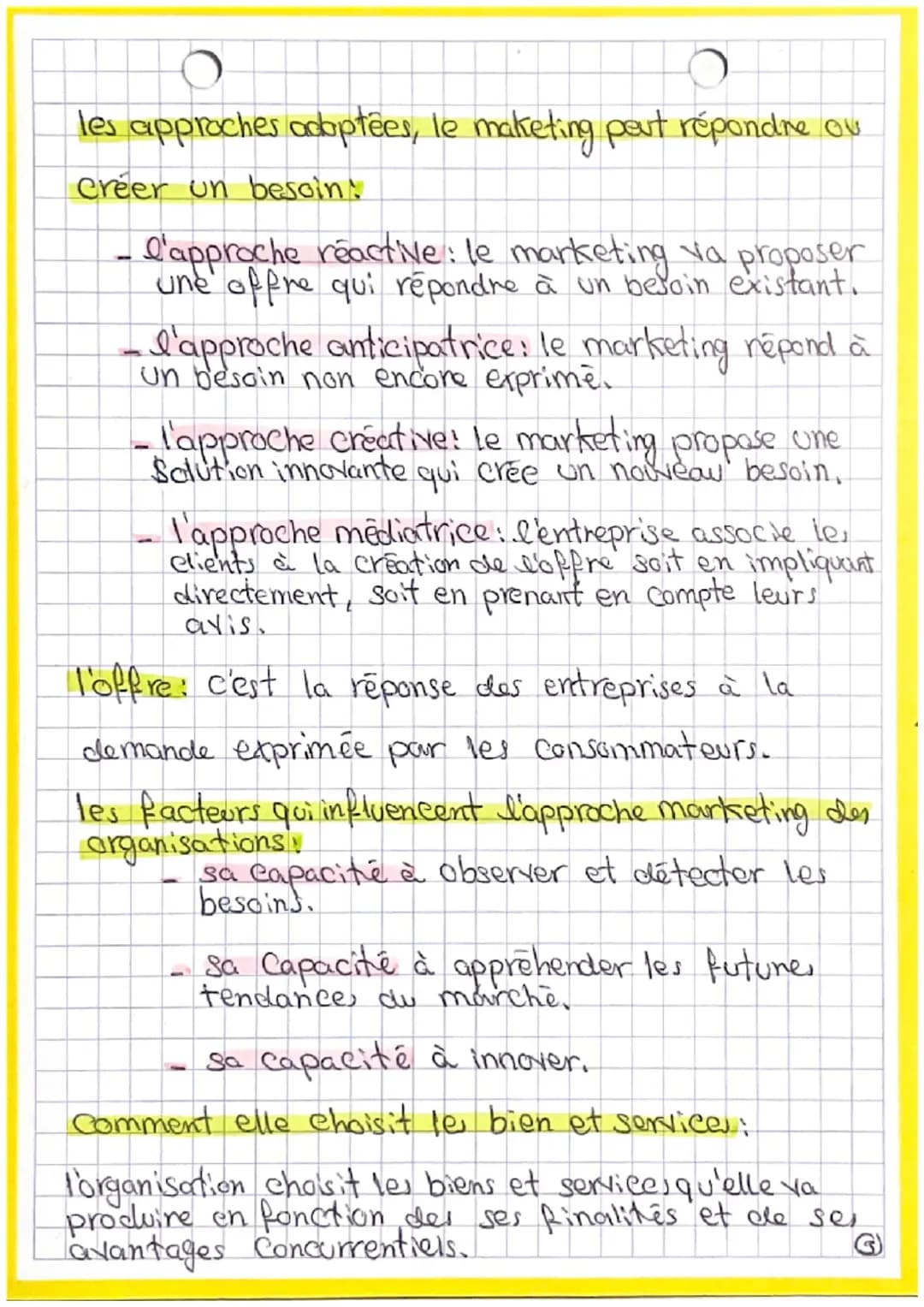 Theme 1
Management - HSGN .. Chapitre...
Quels produit ou quels Services
Pour quels besoins?
la démarche marketing!
a pour but détecter
des 