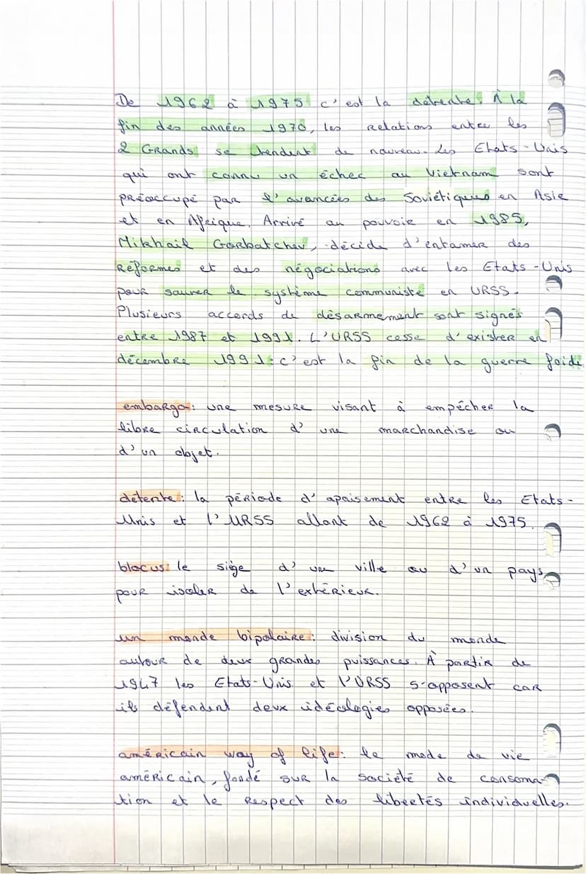 --- OCR Start ---
programme
3
Histoire : fiche de Révision
Thème 2 : Le monde de puis 1945.
Chapitre 5 Chapitre 1: Un monde bipolaire au cha