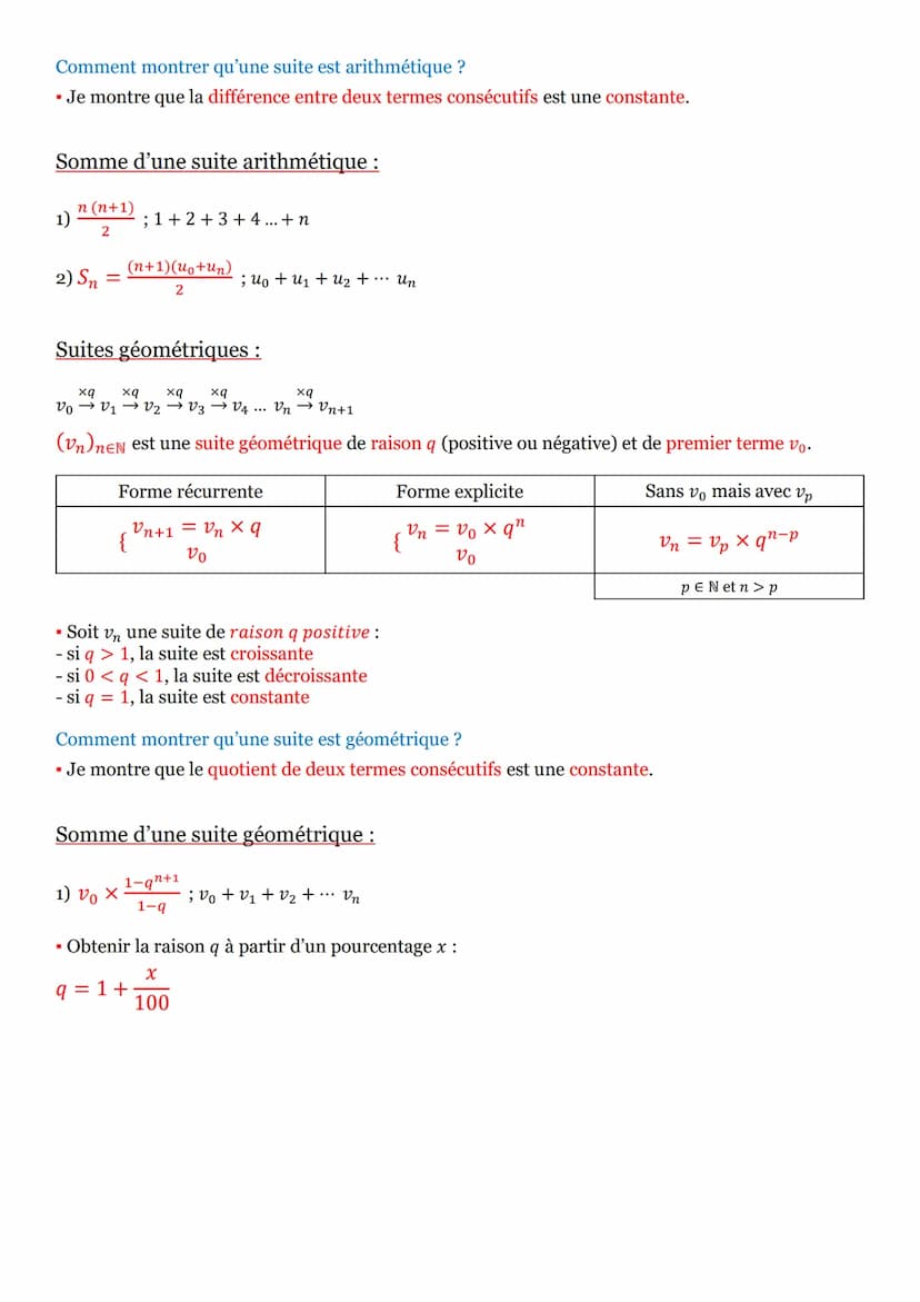 Généralités :
(un); n EN→ suite de nombres → ensemble de nombres (ex : température : 17°, 23°,14°...)
→ formules
Deux types de formules :
▪ 