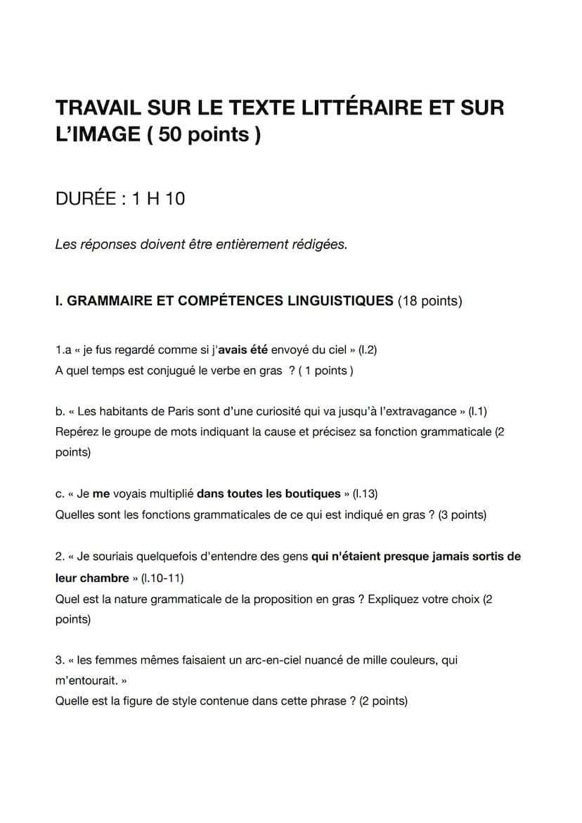 LUNDI 17 AVRIL 2023
BREVET BLANC DE
FRANCAIS
•
PREMIÈRE PARTIE 1 H 30
Travail sur le texte littéraire et sur l'image (50 points)
Dictée (10 