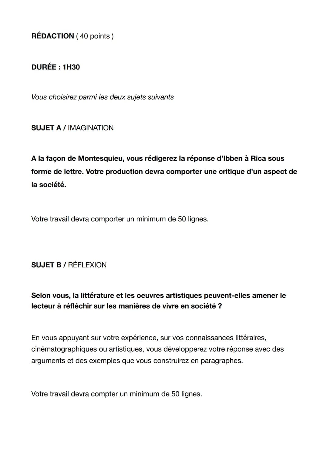 LUNDI 17 AVRIL 2023
BREVET BLANC DE
FRANCAIS
•
PREMIÈRE PARTIE 1 H 30
Travail sur le texte littéraire et sur l'image (50 points)
Dictée (10 