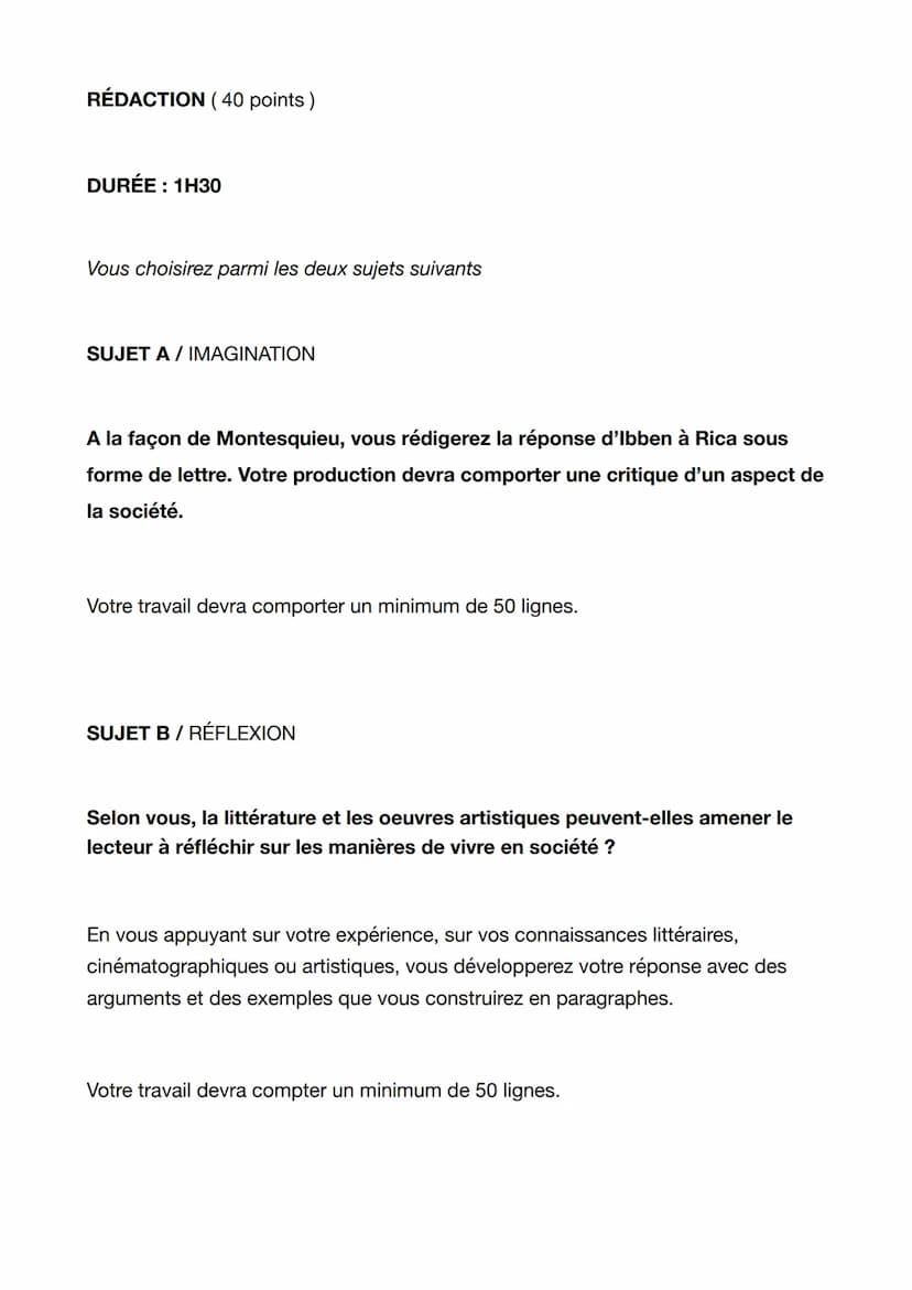 LUNDI 17 AVRIL 2023
BREVET BLANC DE
FRANCAIS
•
PREMIÈRE PARTIE 1 H 30
Travail sur le texte littéraire et sur l'image (50 points)
Dictée (10 