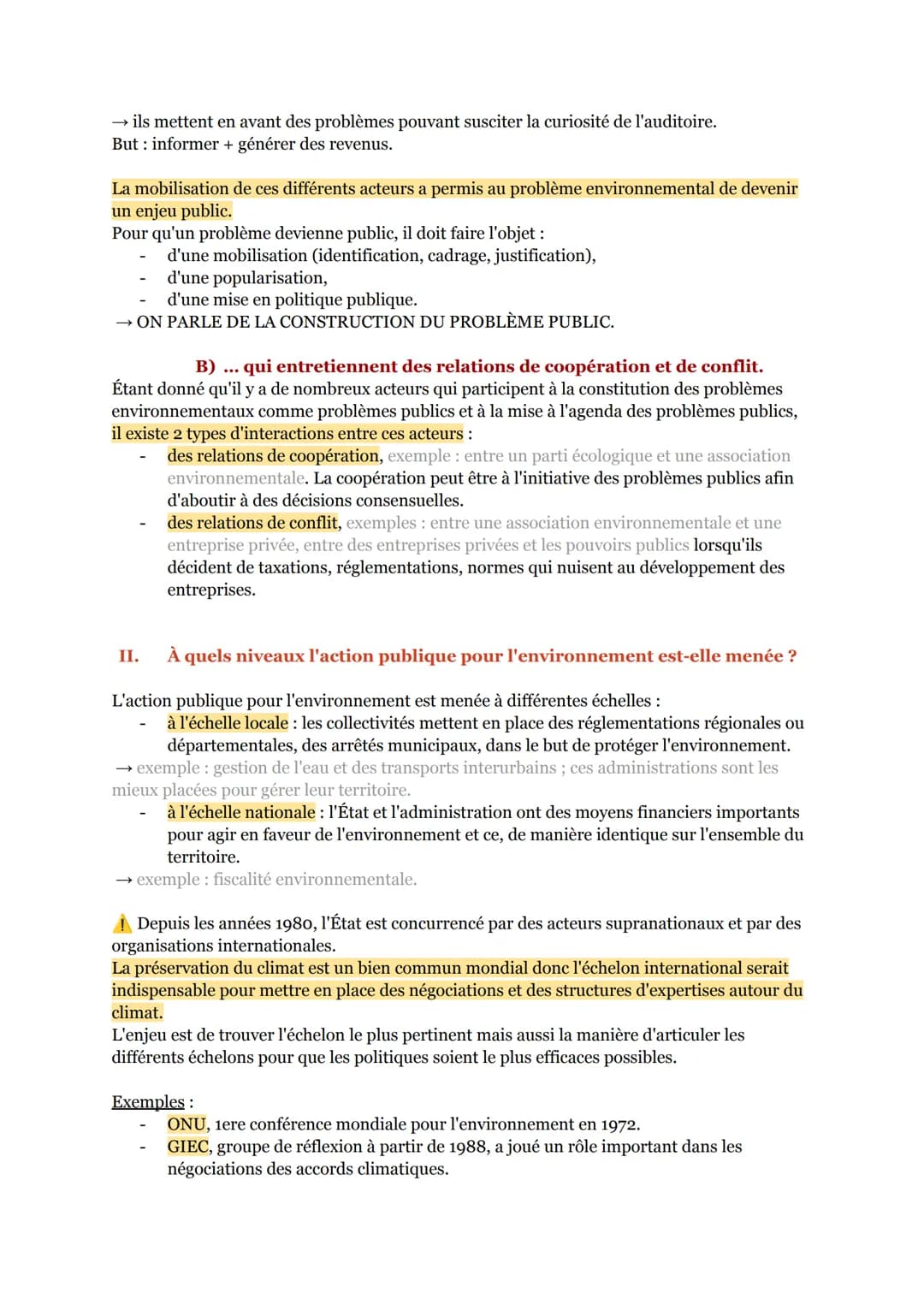 QUELLE ACTION PUBLIQUE POUR L'ENVIRONNEMENT ?
La croissance économique entraîne un épuisement des ressources, or l'environnement
apporte ces