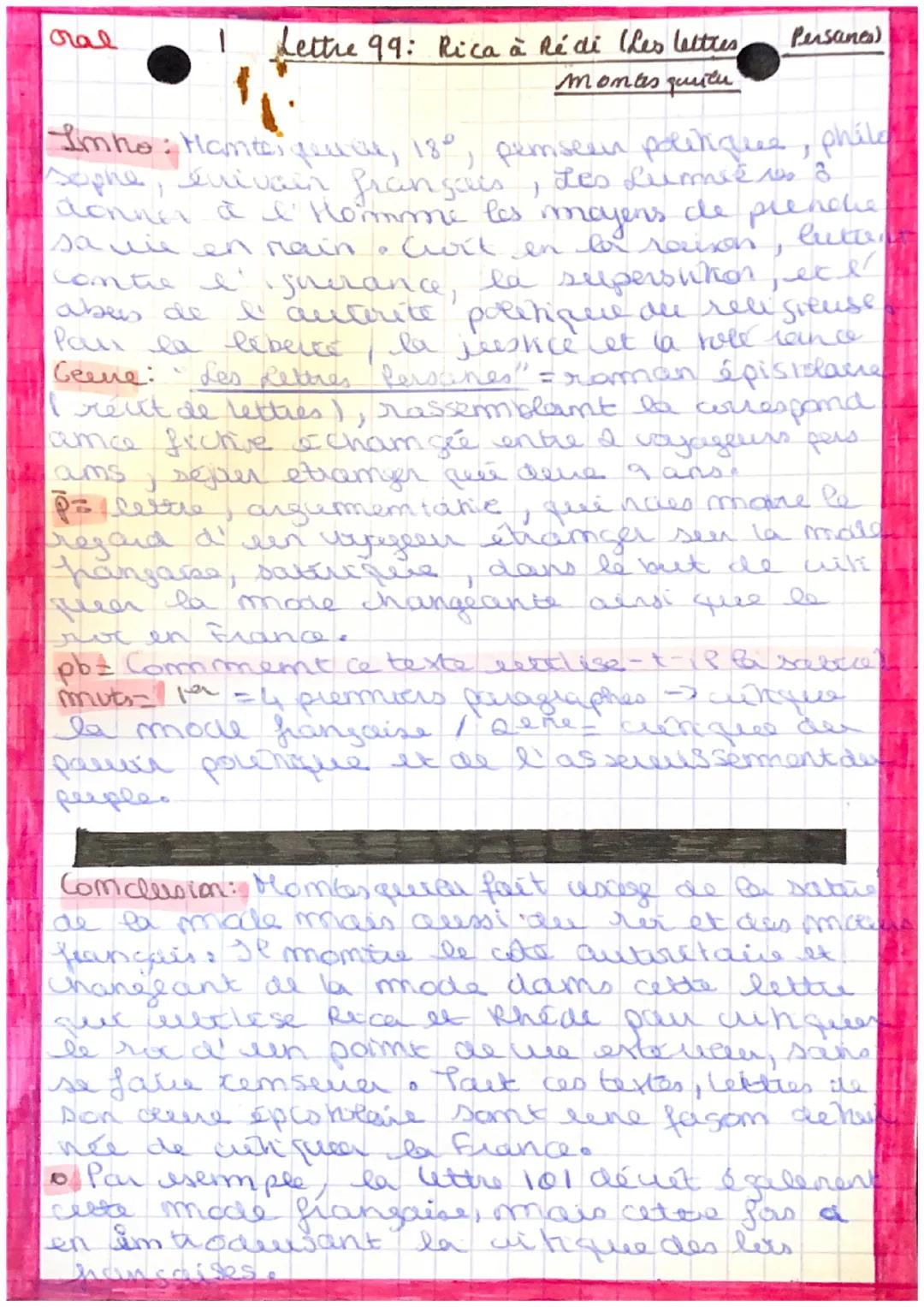 Gal
1 Lettre 99: Rica à Rédi (hes lettres
Persanes)
montes quitu
Imho: Hanes feuer, 18°, pemseen painquee, phile
sophe, evivain français, de