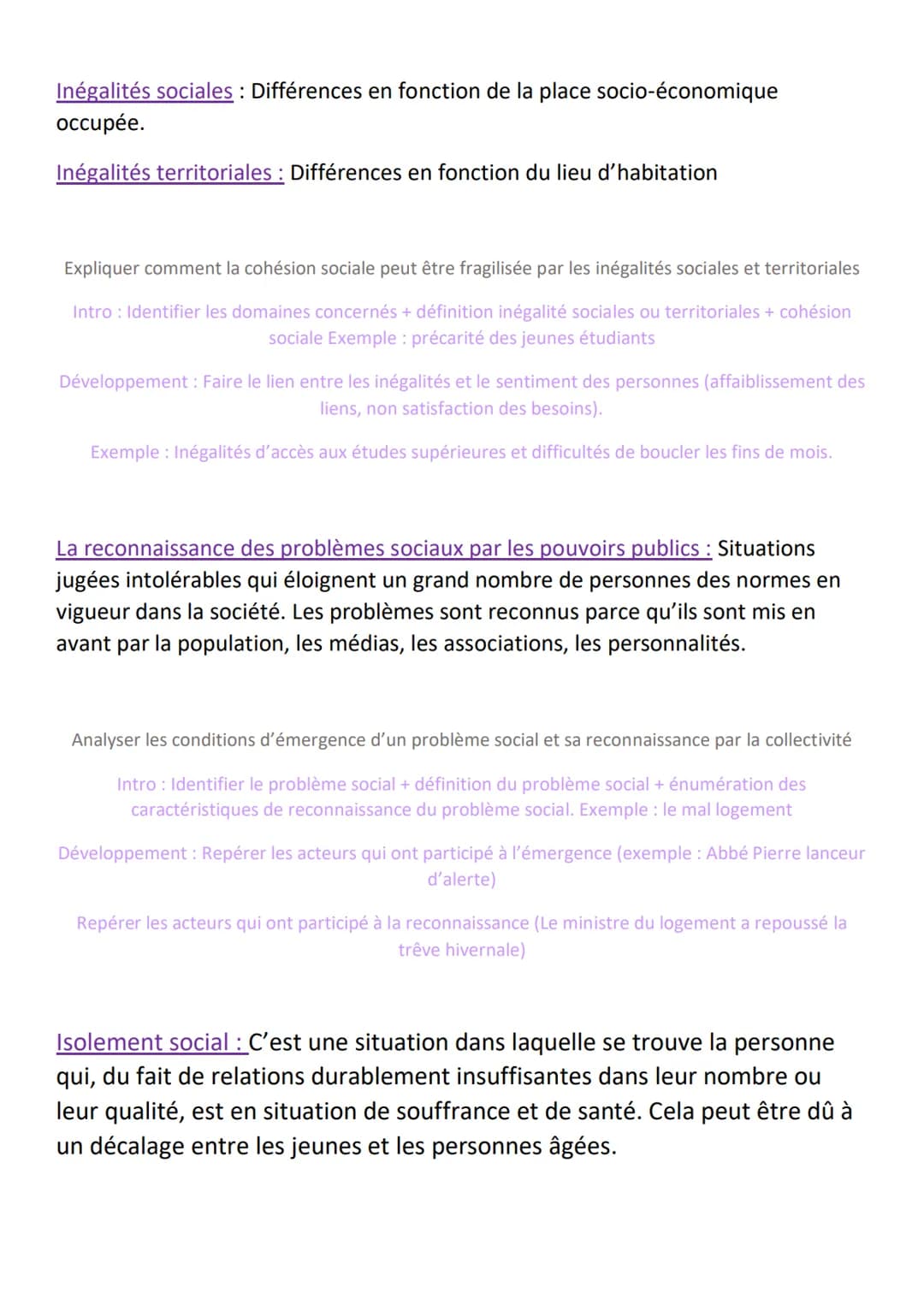 5+2.5
Séquence 6 : L'émergence des problèmes sociaux
La précarité : C'est un état d'instabilité sociale caractérisée par la perte
d'une ou p