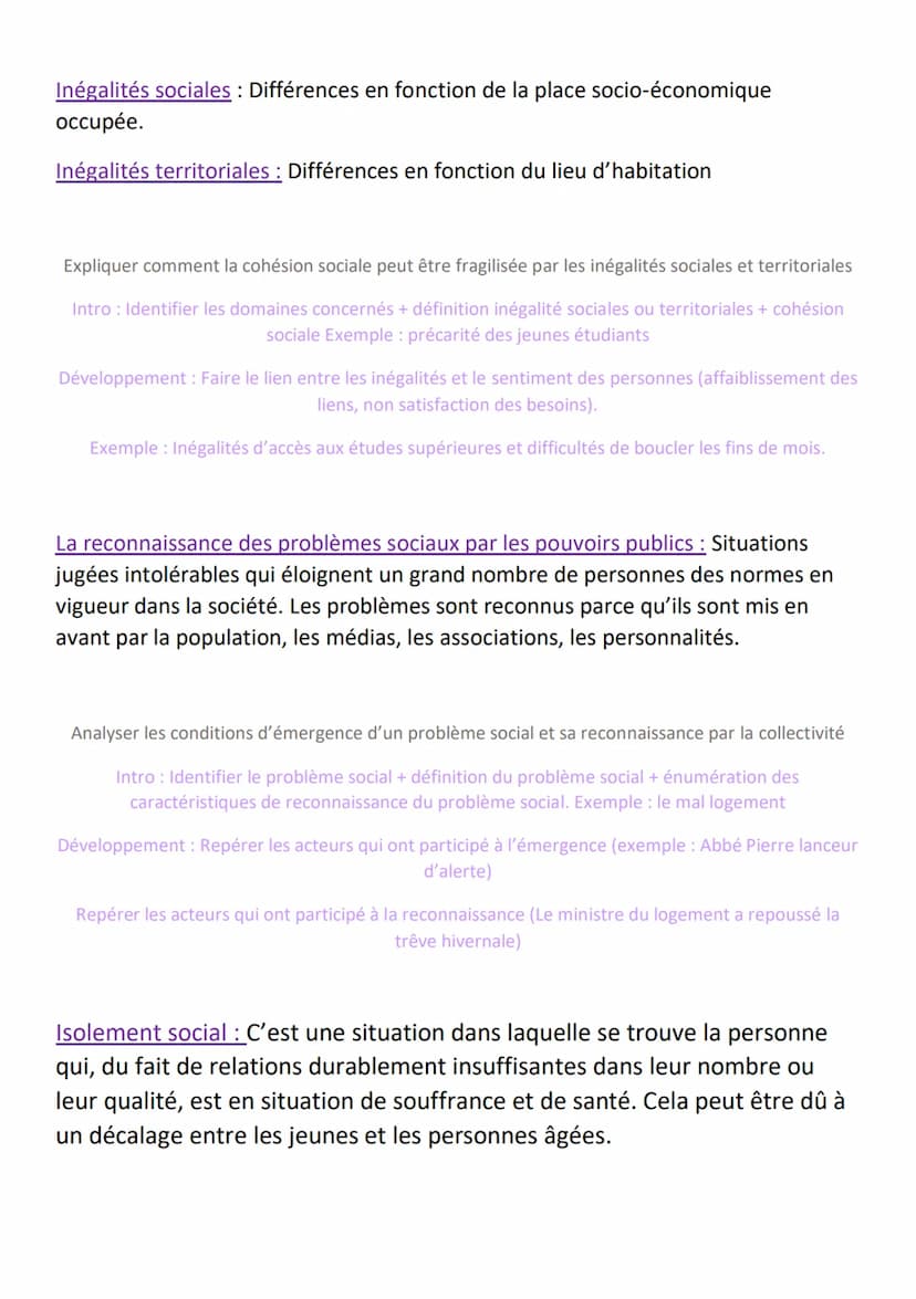 5+2.5
Séquence 6 : L'émergence des problèmes sociaux
La précarité : C'est un état d'instabilité sociale caractérisée par la perte
d'une ou p