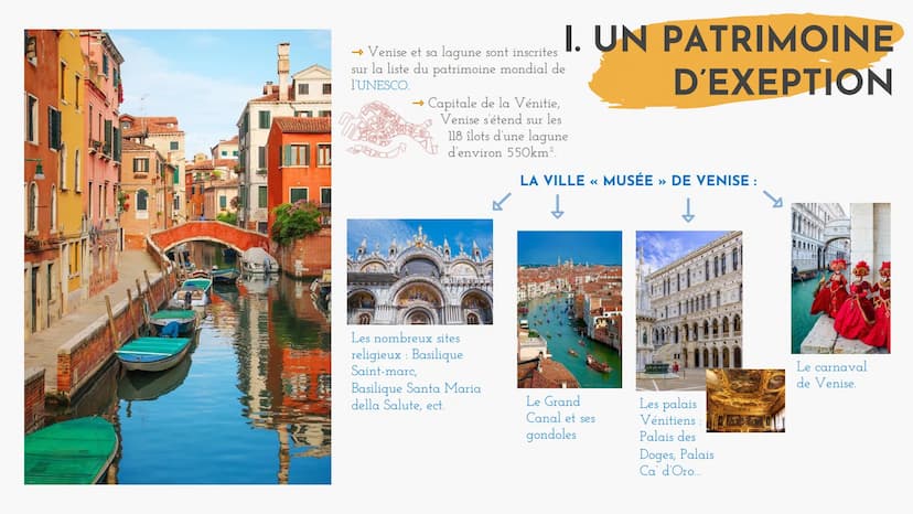 VENISE: ENTRE PROTECTION
ET VALORISATION DU
PATRIMOINE
QUELLES SONT LES
LIMITES DE LA
VALORISATION DU
PATRIMOINE DE VENISE ?
02
UN PATRIMOIN