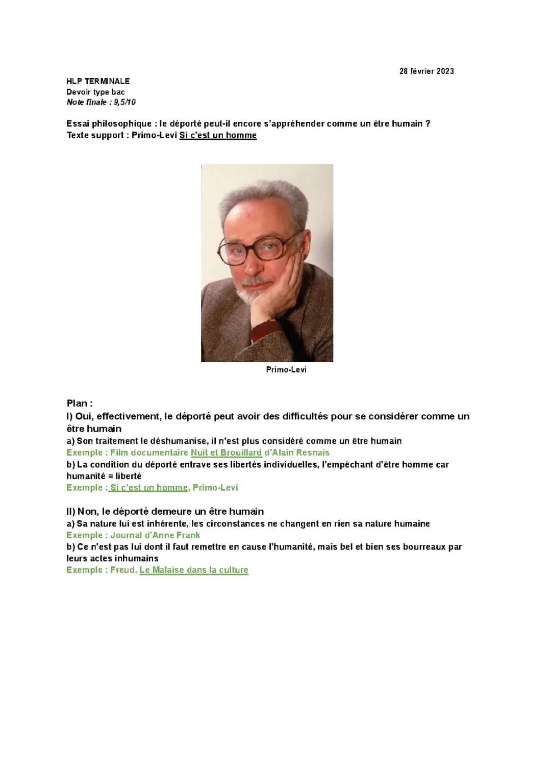 Question de reflexion philosophique