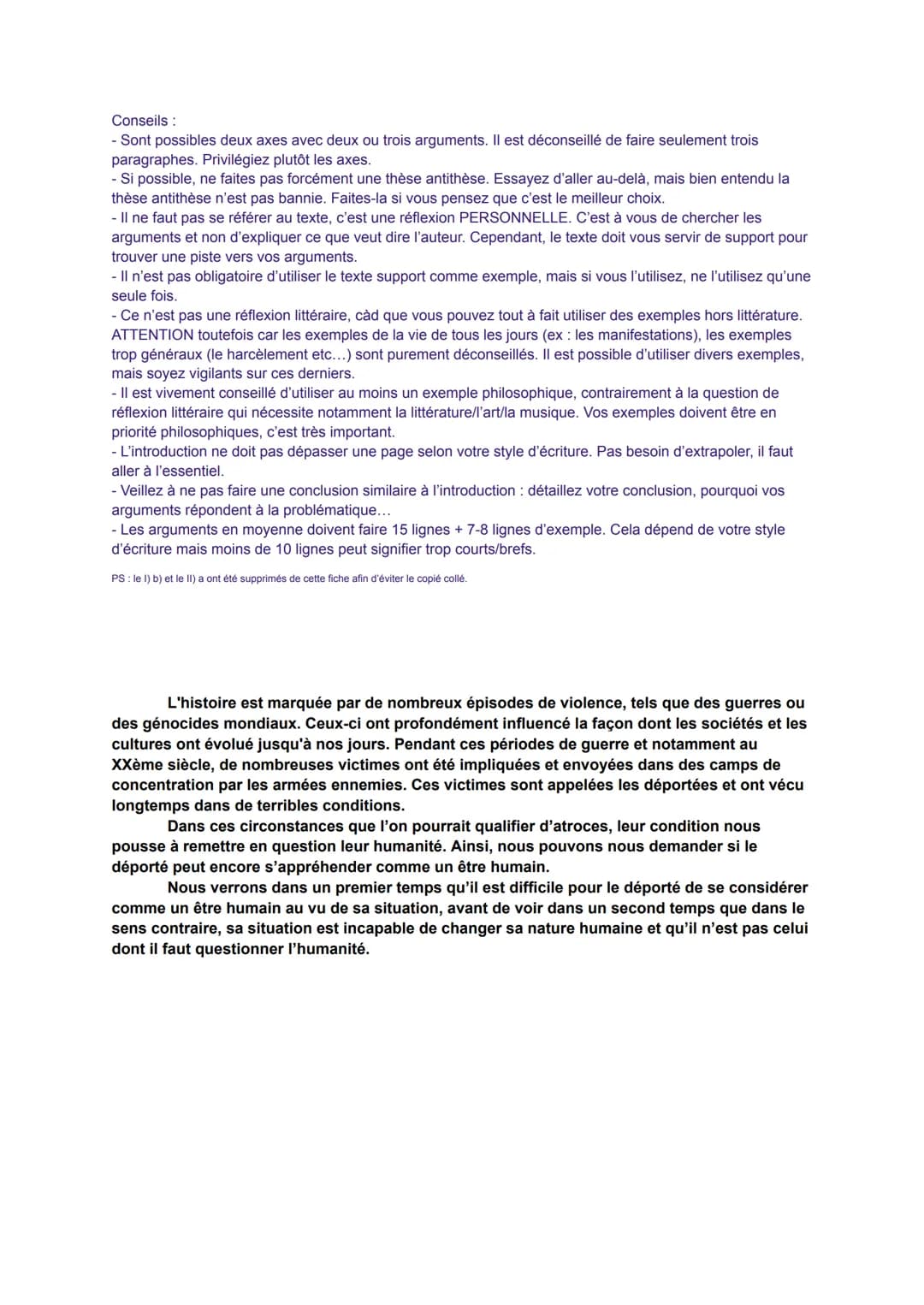 HLP TERMINALE
Devoir type bac
Note finale : 9,5/10
28 février 2023
Essai philosophique : le déporté peut-il encore s'appréhender comme un êt