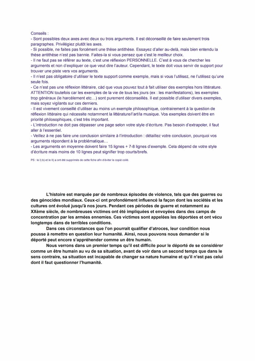 HLP TERMINALE
Devoir type bac
Note finale : 9,5/10
28 février 2023
Essai philosophique : le déporté peut-il encore s'appréhender comme un êt