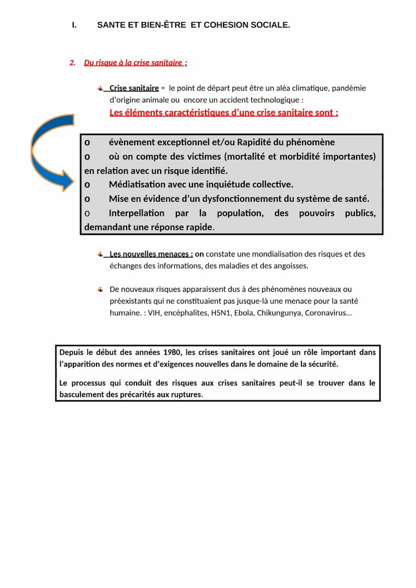 I.
A.
1.4. L'émergence d'un problème de santé.
Capacités exigibles :
Analyser comment une société identifie un risque sanitaire, un problème