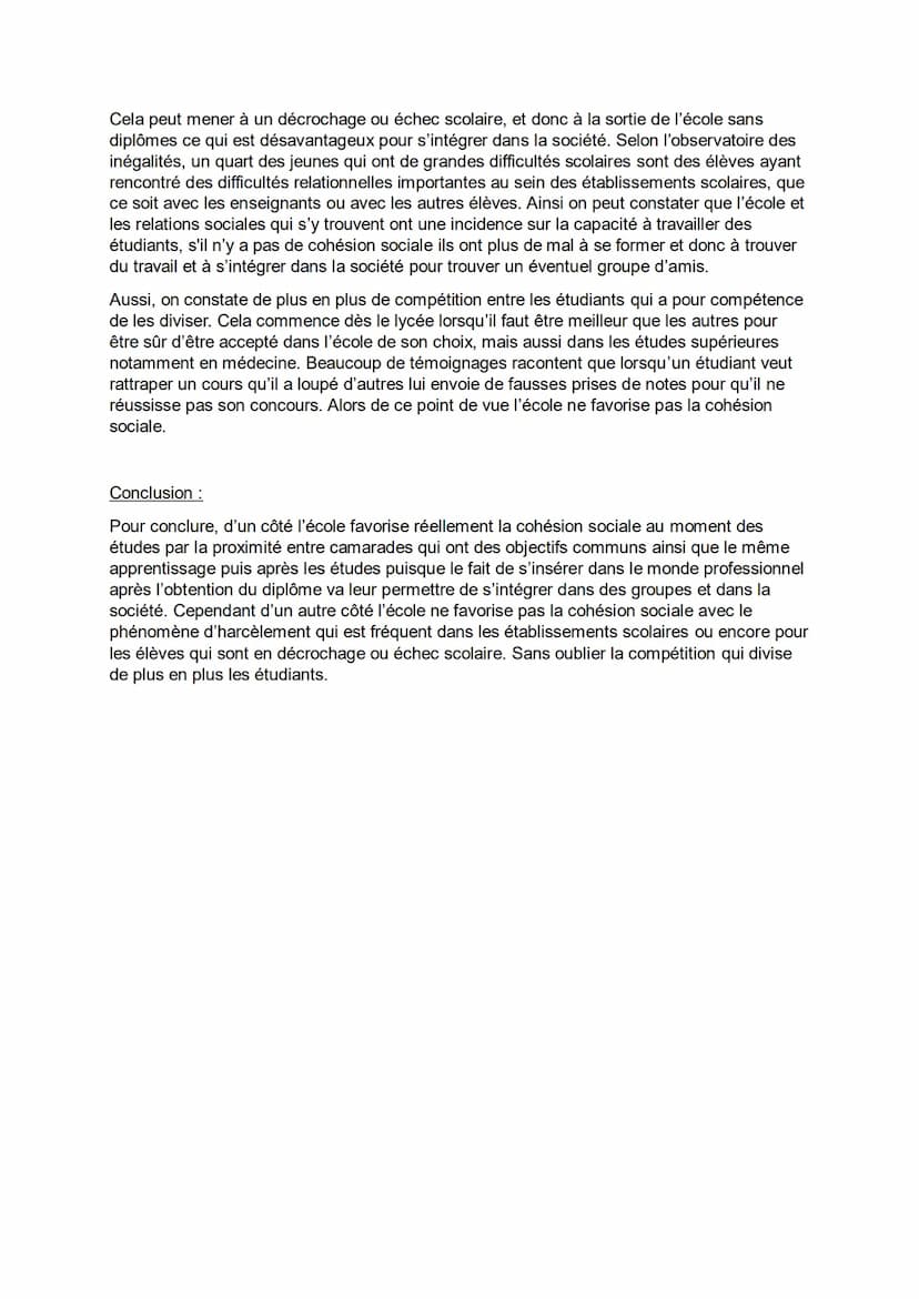 L'école favorise-t-elle la cohésion sociale ?
Introduction :
Bonjour, je m'appelle Thalia Rabillard et je suis élève en terminale générale. 