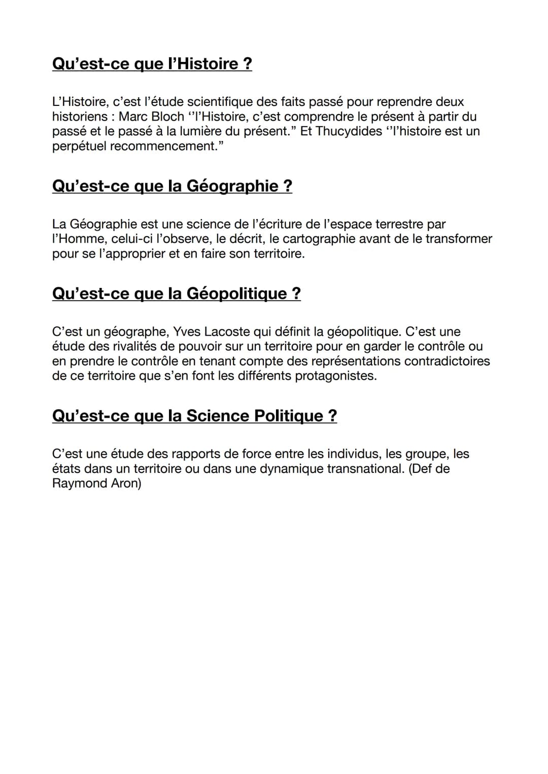 Qu'est-ce que l'Histoire ?
L'Histoire, c'est l'étude scientifique des faits passé pour reprendre deux
historiens Marc Bloch "l'Histoire, c'e