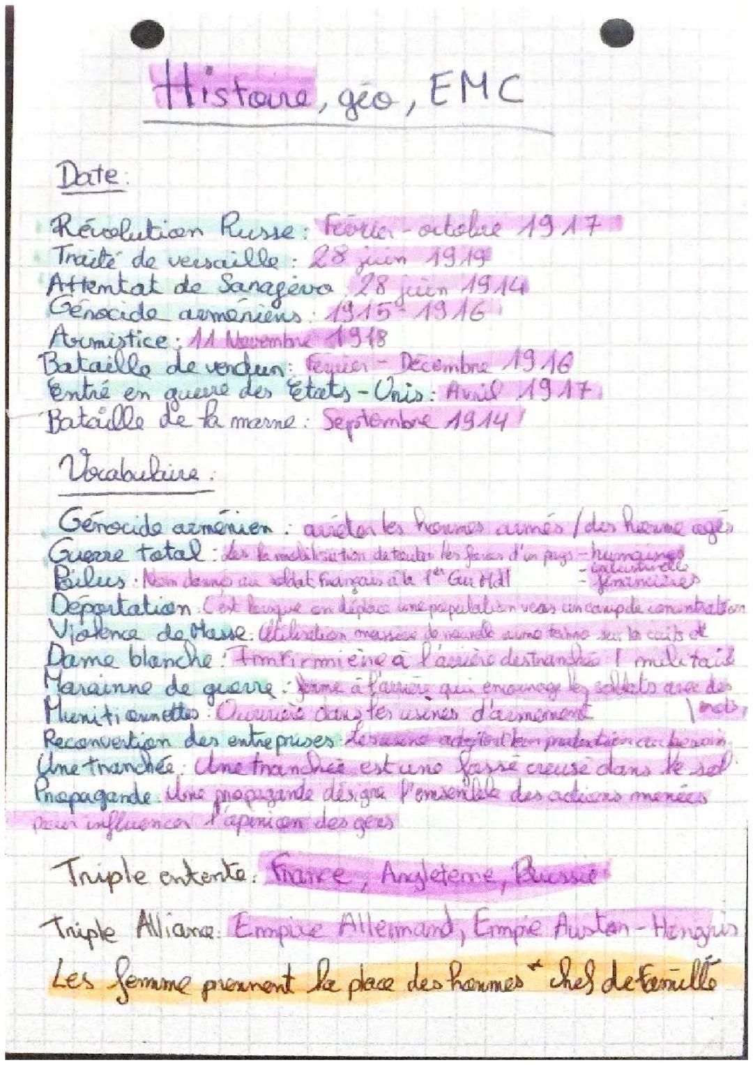 fiche de révision 3eme 